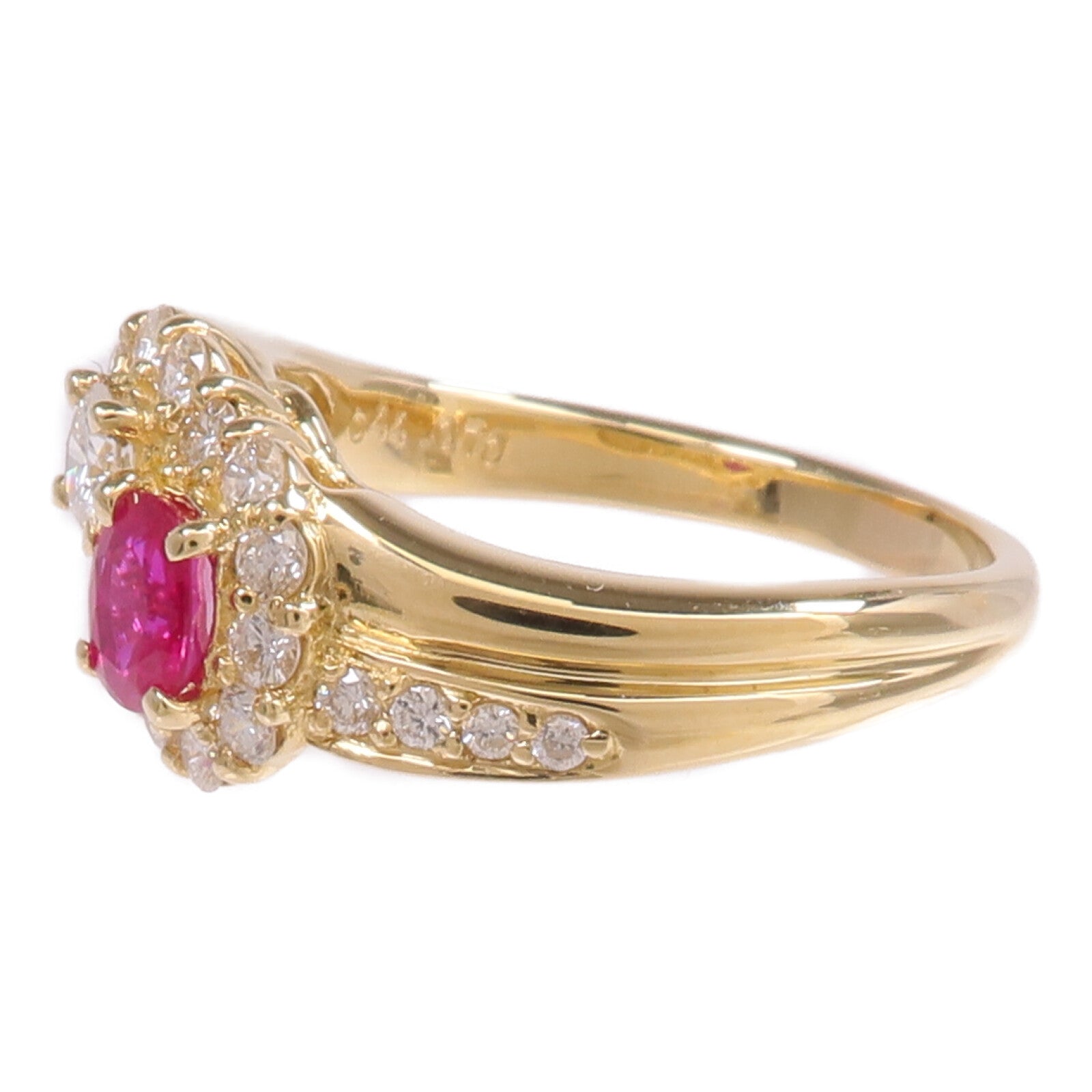 JEWELRY 18K黃金Ruby Diamond Ring紅寶石/鑽石戒指US#7.25