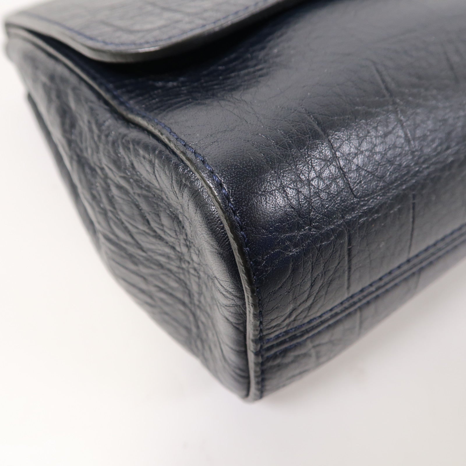 MULBERRY 牛皮皮革Chain Shoulder Bag金扣鏈帶肩背袋深藍色