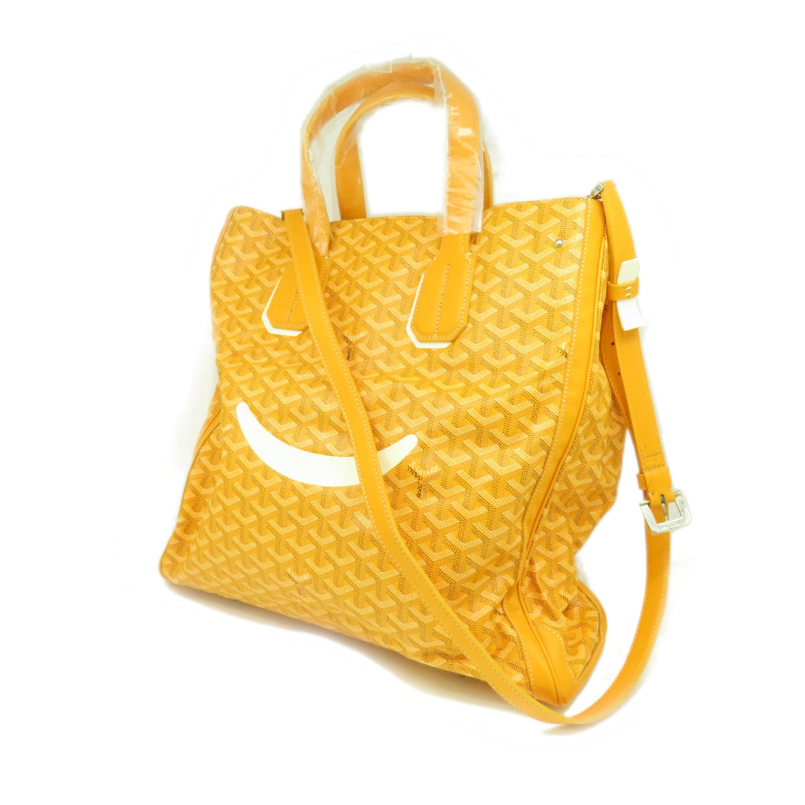 GOYARD 【清倉大減價】塗層帆布 Goyardine Voltaire Smile Tote銀扣手挽袋黃色