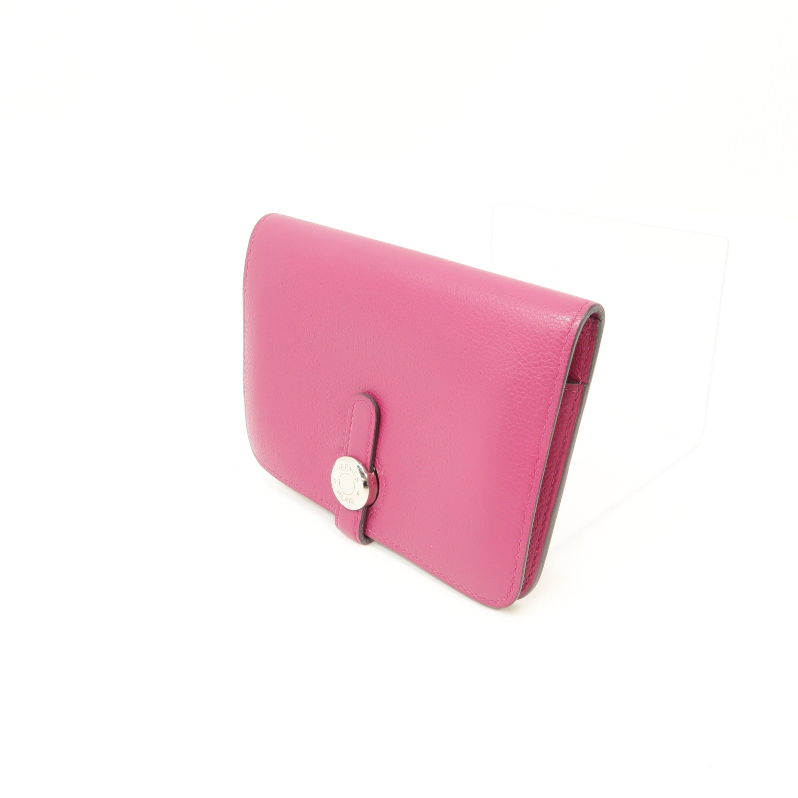 HERMES 【激減優惠】Evercolor皮革Dogon Card Case銀扣卡片套Rose Pourpre紫色