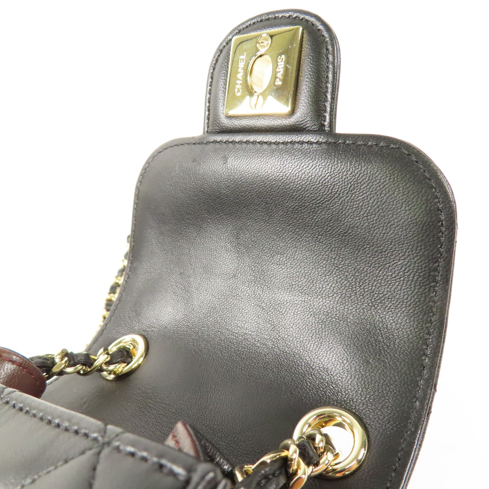 CHANEL 牛皮皮革Chain Shoulder金扣鏈帶肩背袋