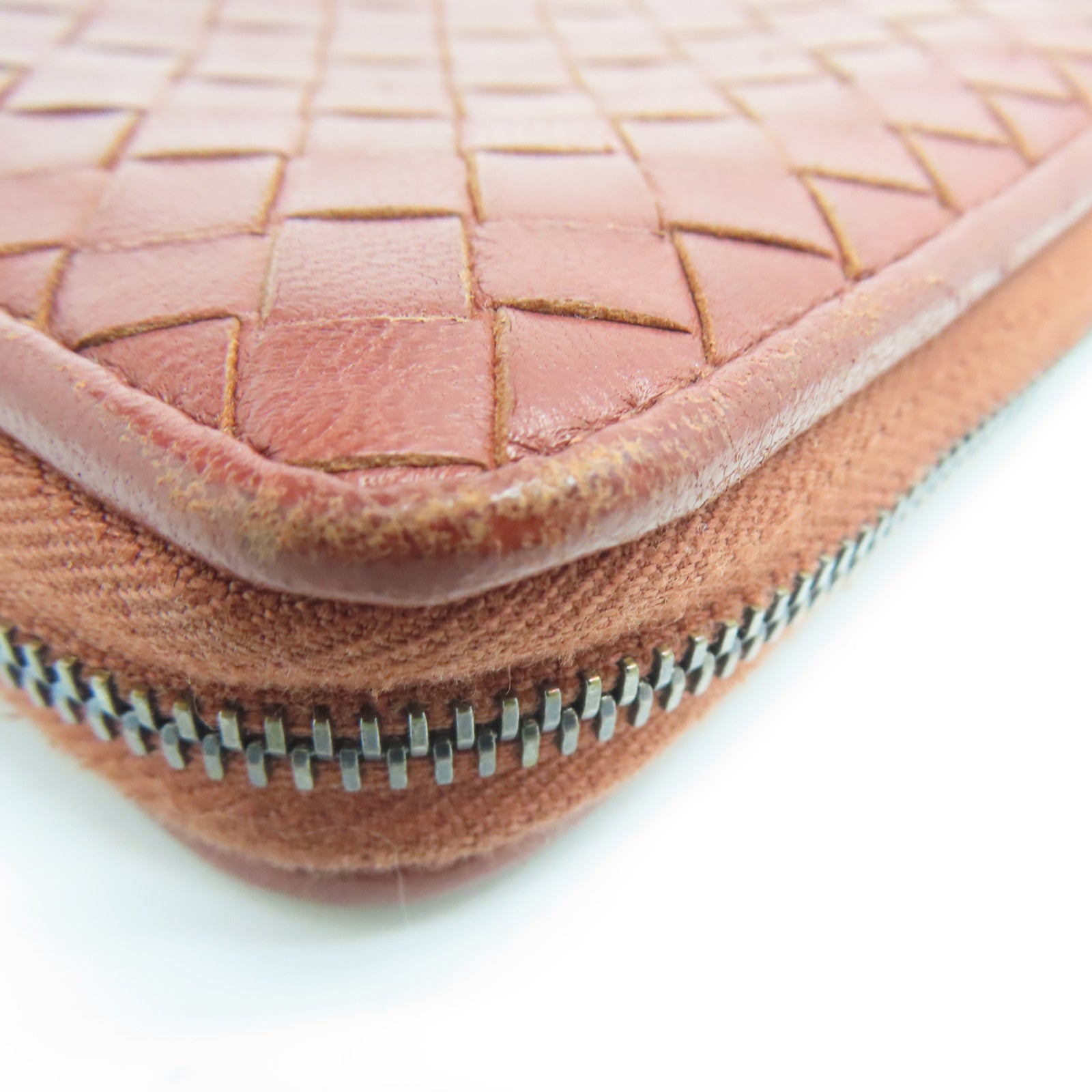 BOTTEGA VENETA 【激減優惠】織紋皮革Long Wallet銀扣長錢包啡色