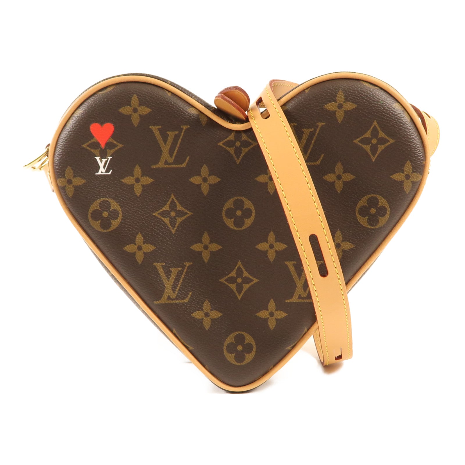 LOUIS VUITTON Monogram Game On Coeur金扣肩背袋棕色