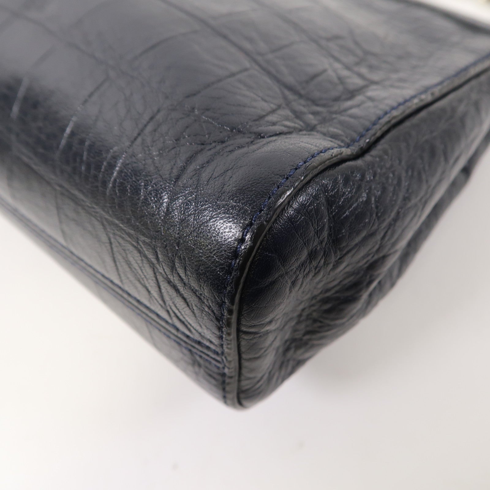 MULBERRY 牛皮皮革Chain Shoulder Bag金扣鏈帶肩背袋深藍色