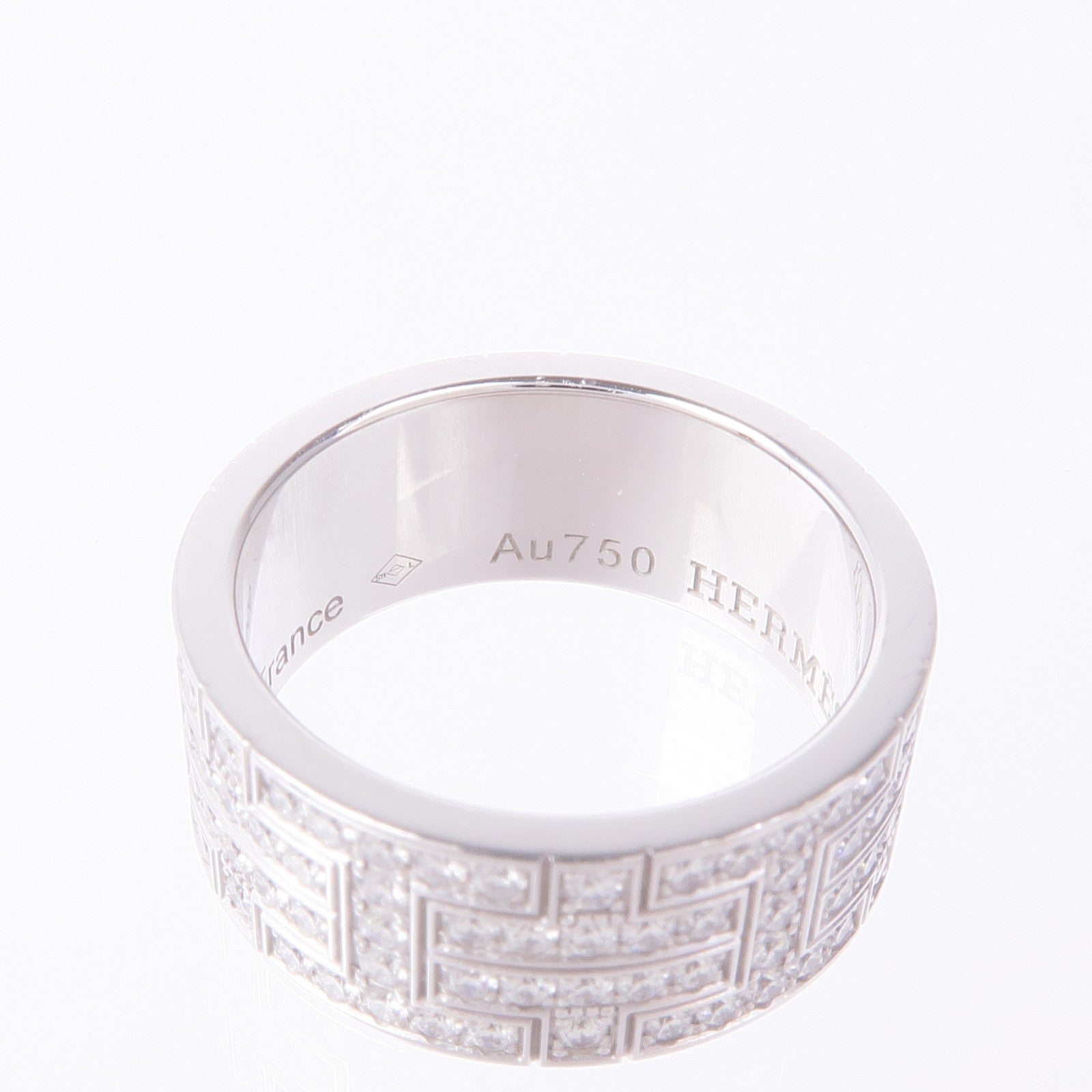 HERMES 18K白金Kilim Pave Diamond鑽石戒指Hermes#49US#5