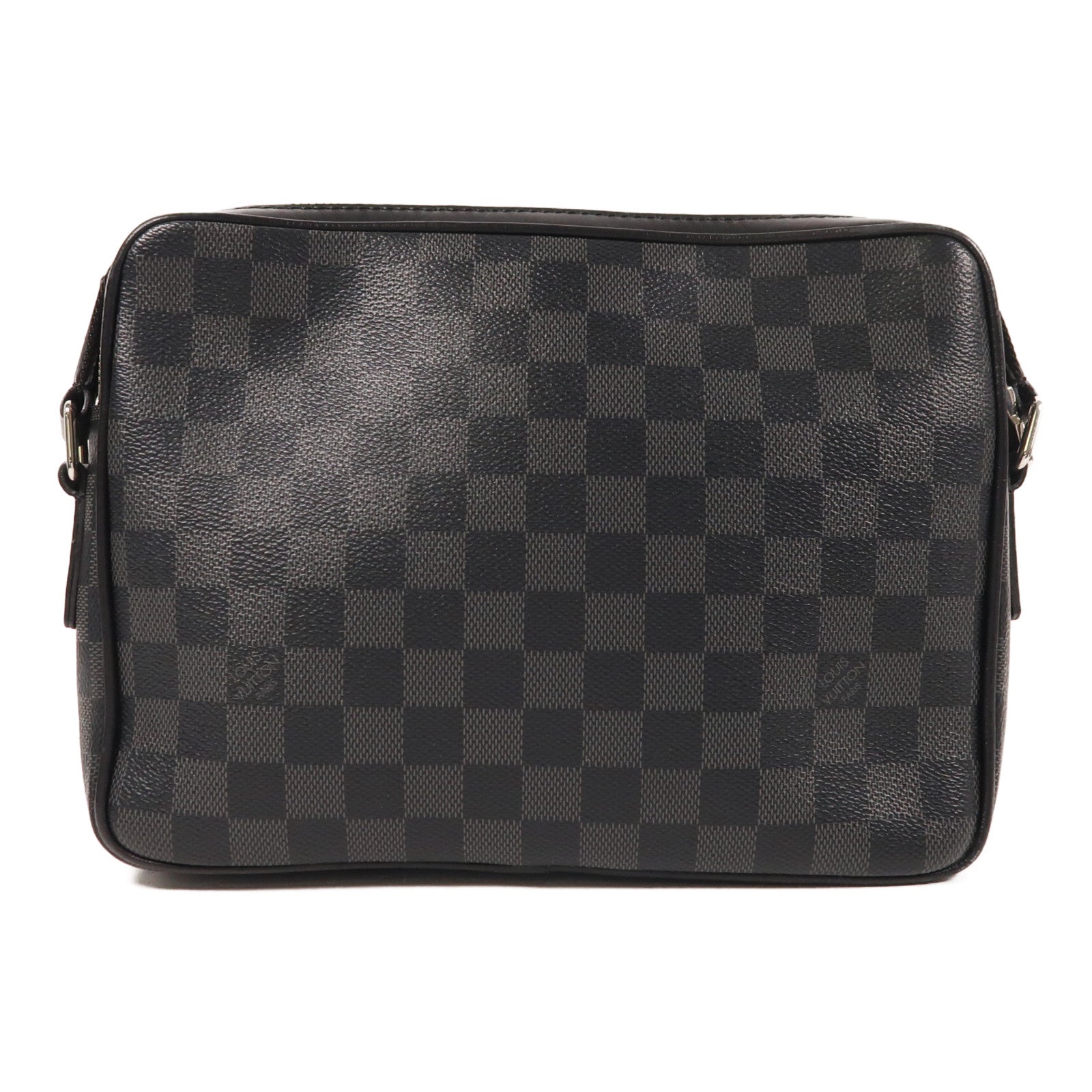 LOUIS VUITTON Damier Graphite Trocadero Messenger MM銀扣肩背袋