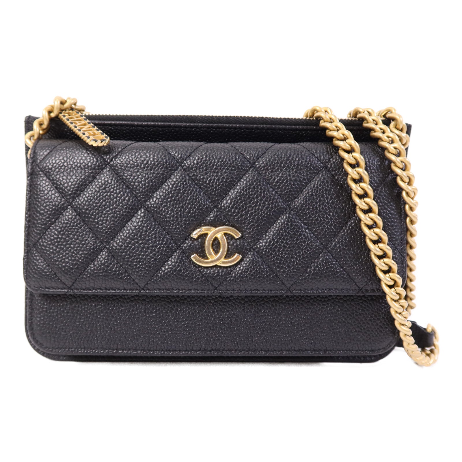 CHANEL 牛皮皮革Chain Shoulder Bag金扣鏈帶肩背袋