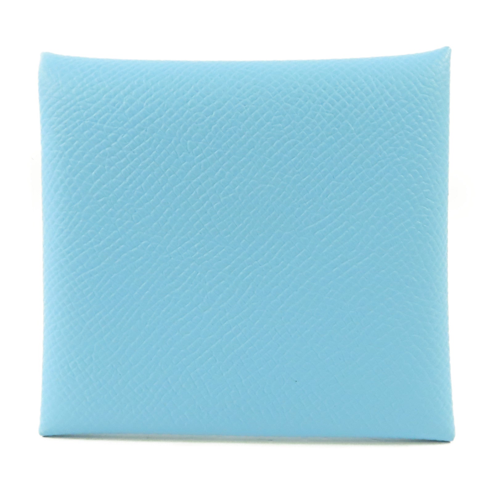 HERMES Epsom皮革Bastia銀扣零錢包Celeste