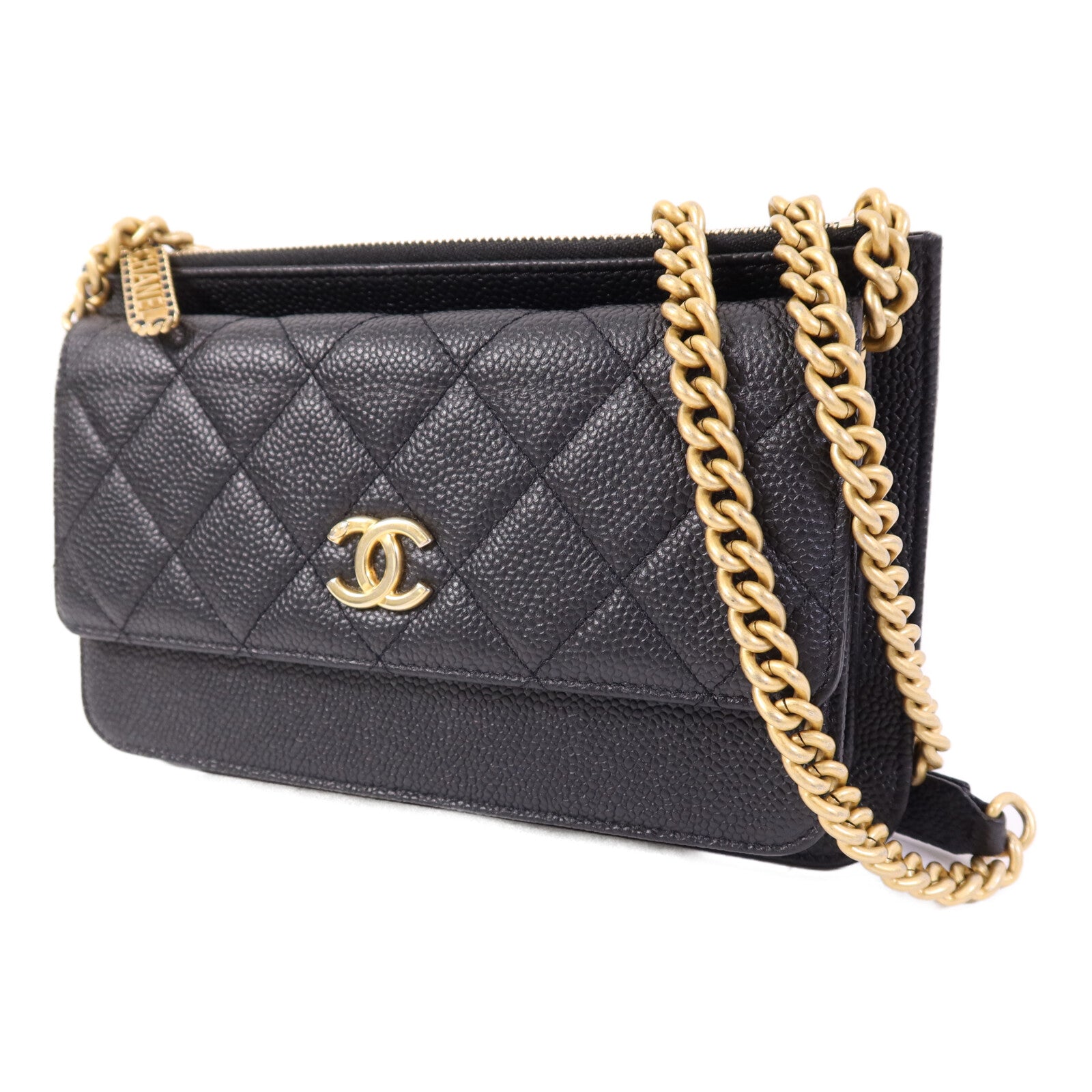 CHANEL 牛皮皮革Chain Shoulder Bag金扣鏈帶肩背袋