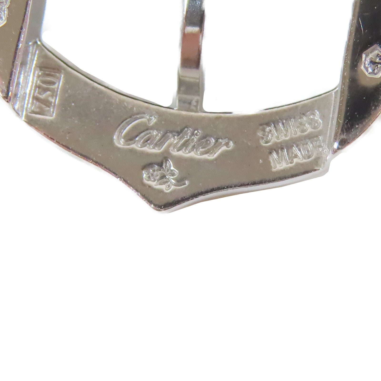 CARTIER 18K白金/皮革Baignoire石英機芯手錶白色#17cm