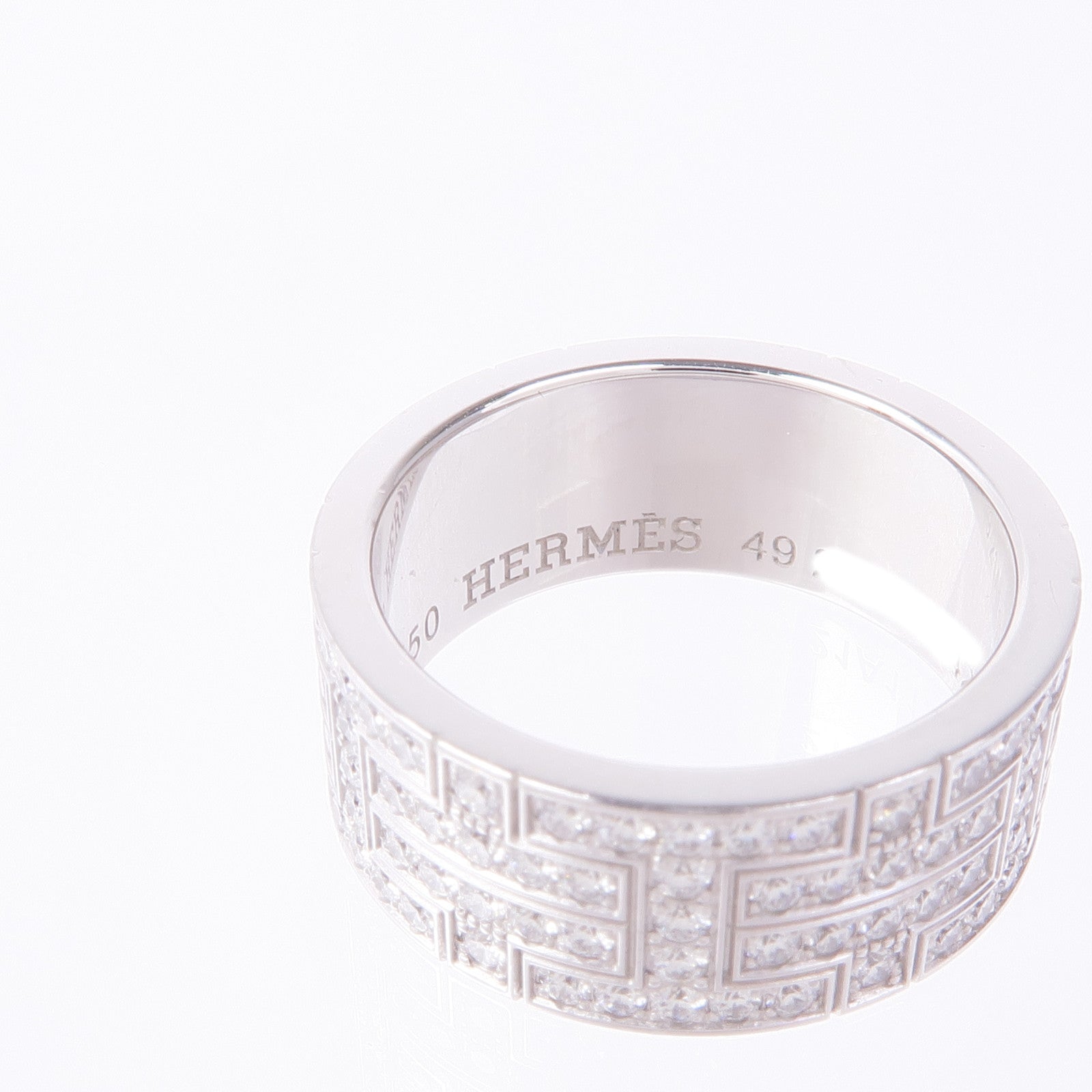 HERMES 18K白金Kilim Pave Diamond鑽石戒指Hermes#49US#5