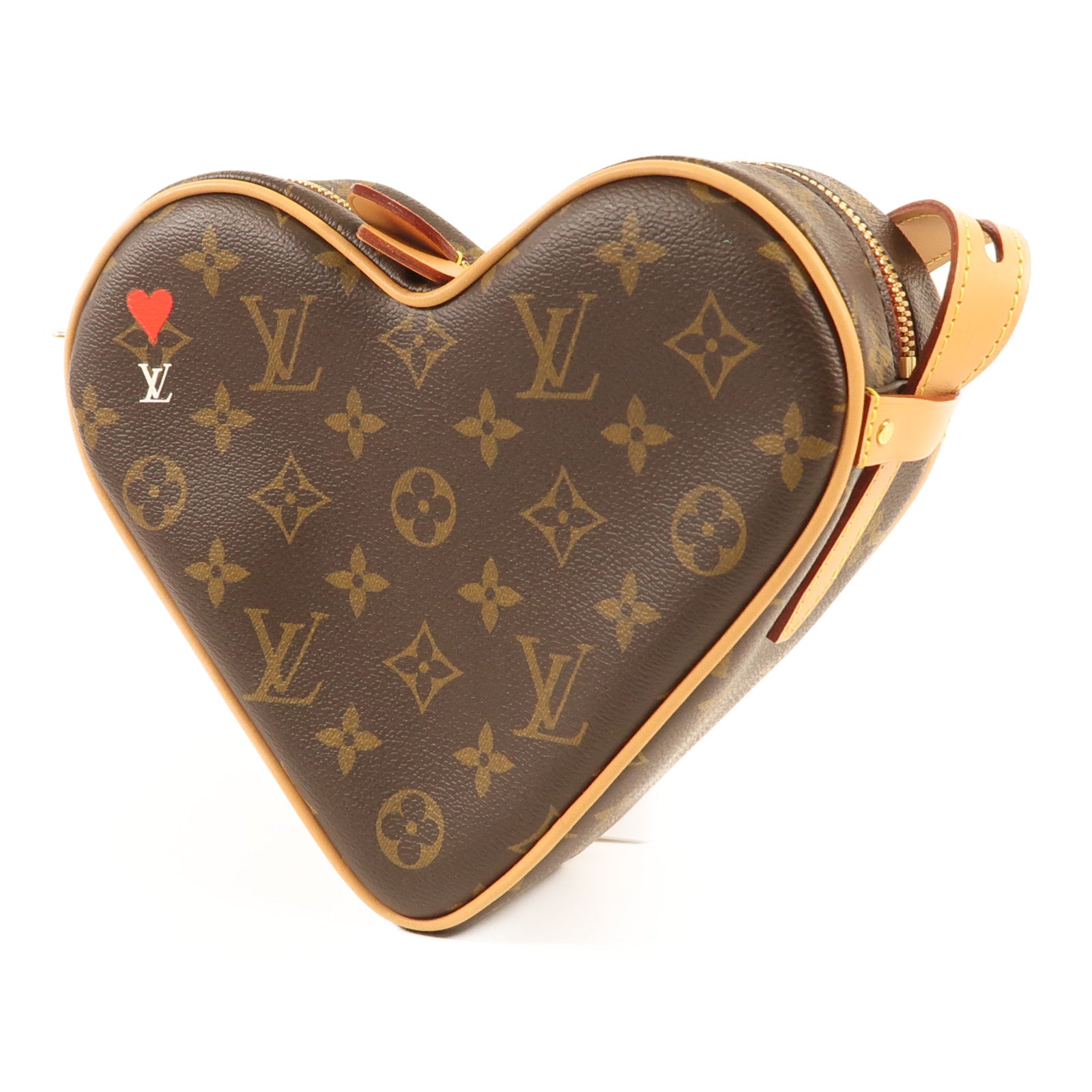 LOUIS VUITTON Monogram Game On Coeur金扣肩背袋棕色