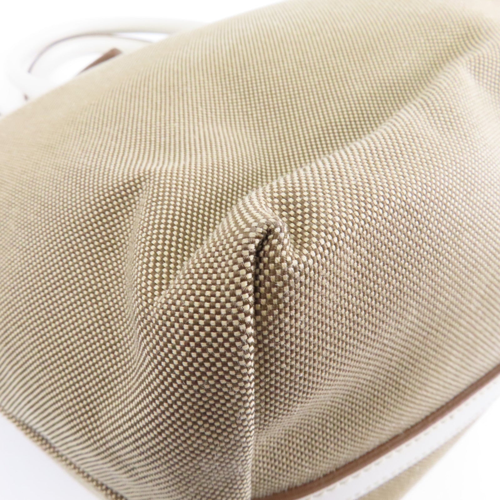 PRADA 帆布Logo Jacquard Shoulder Bag金扣手挽肩背兩用袋啡色/白色