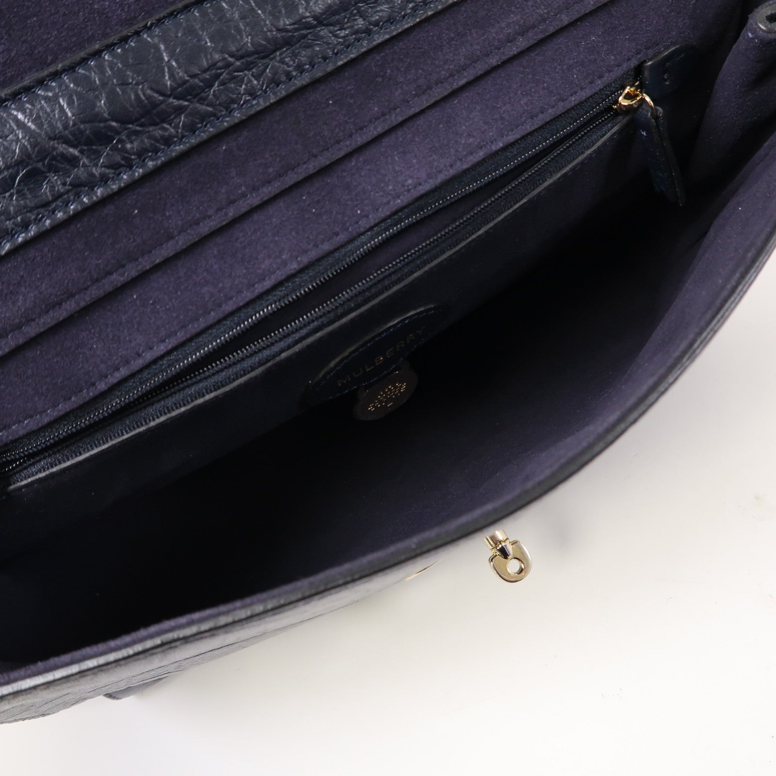 MULBERRY 牛皮皮革Chain Shoulder Bag金扣鏈帶肩背袋深藍色