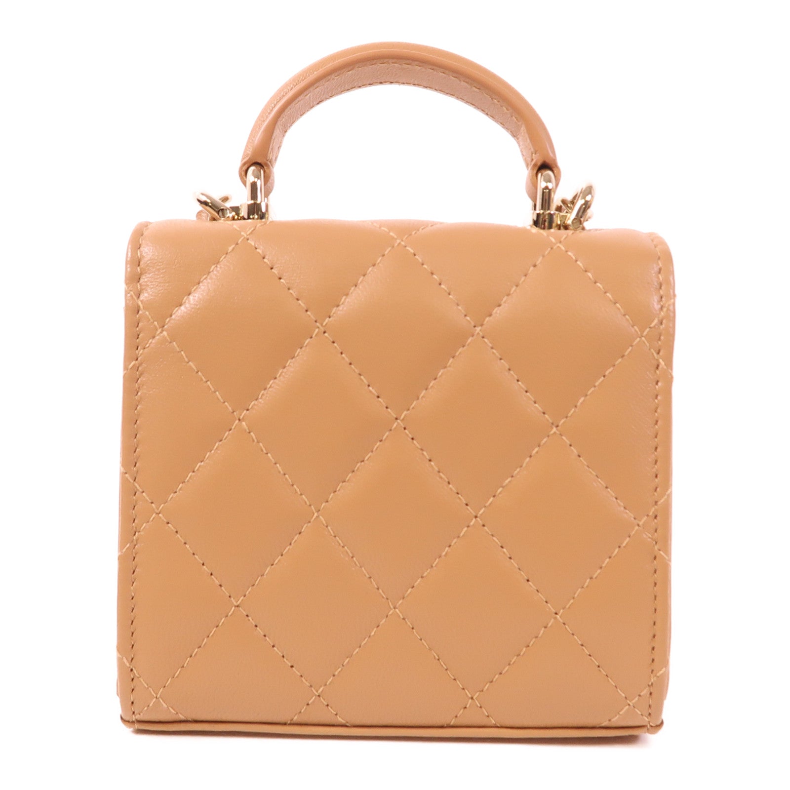 CHANEL CC GHW Mini Flap Bag With Handle 2 Way Bag AP2682 Leather Brown