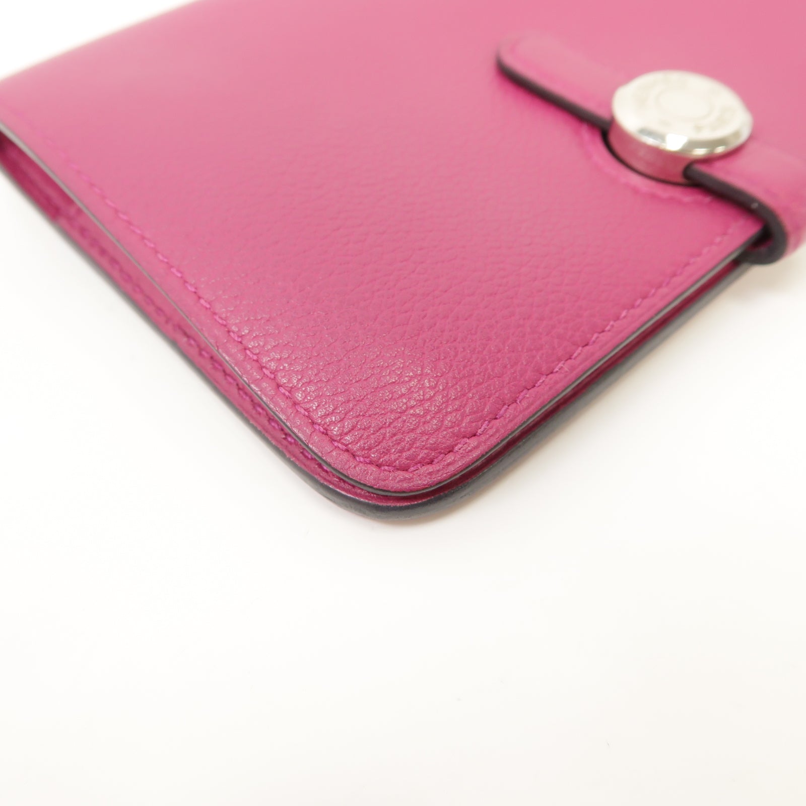 HERMES 【激減優惠】Evercolor皮革Dogon Card Case銀扣卡片套Rose Pourpre紫色