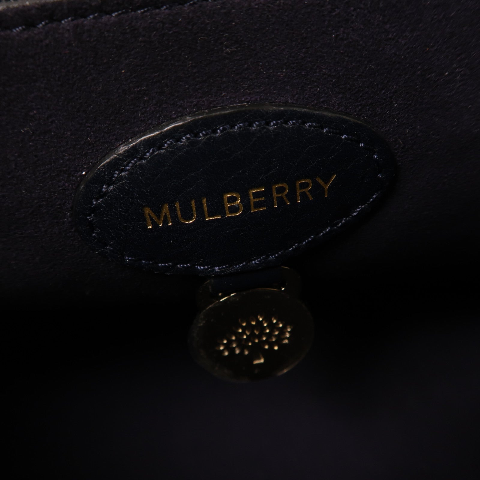 MULBERRY 牛皮皮革Chain Shoulder Bag金扣鏈帶肩背袋深藍色