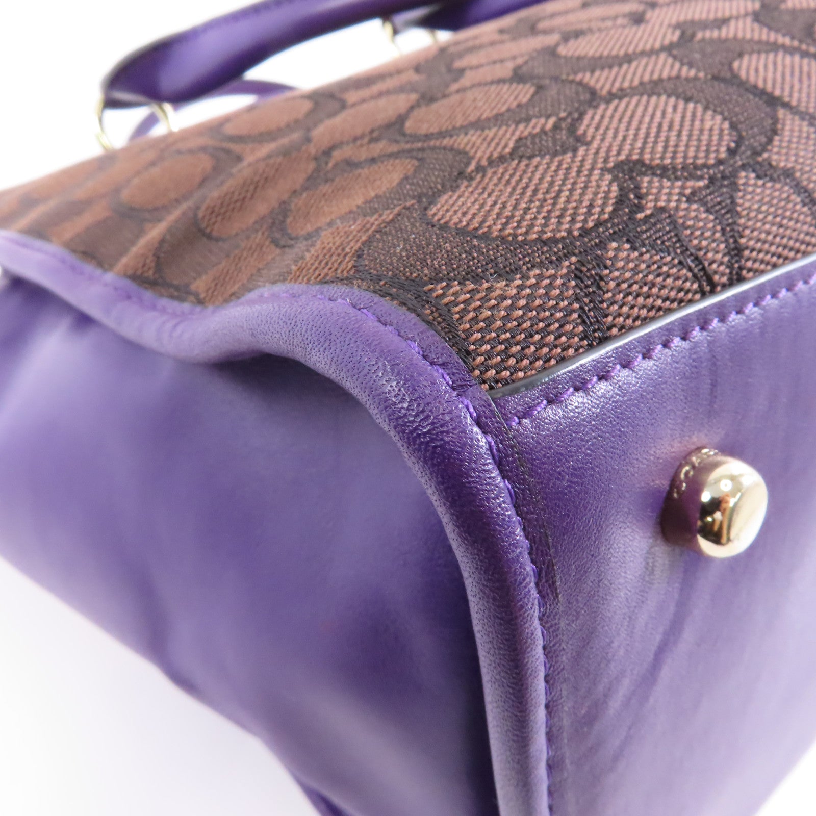COACH 【激減優惠】帆布2way Shoulder Bag金扣手挽肩背兩用袋棕色