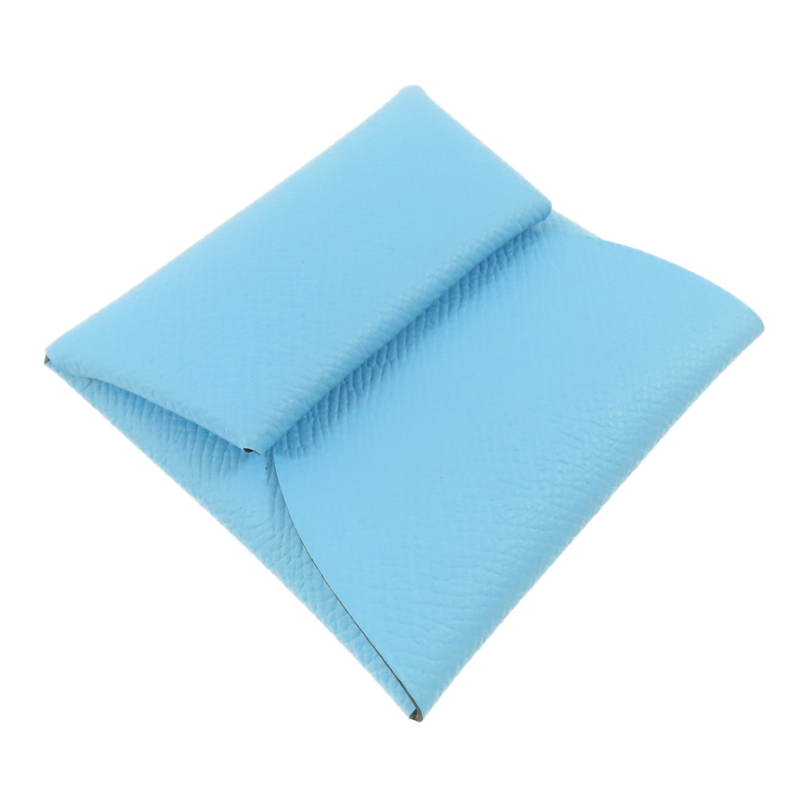 HERMES Epsom皮革Bastia銀扣零錢包Celeste