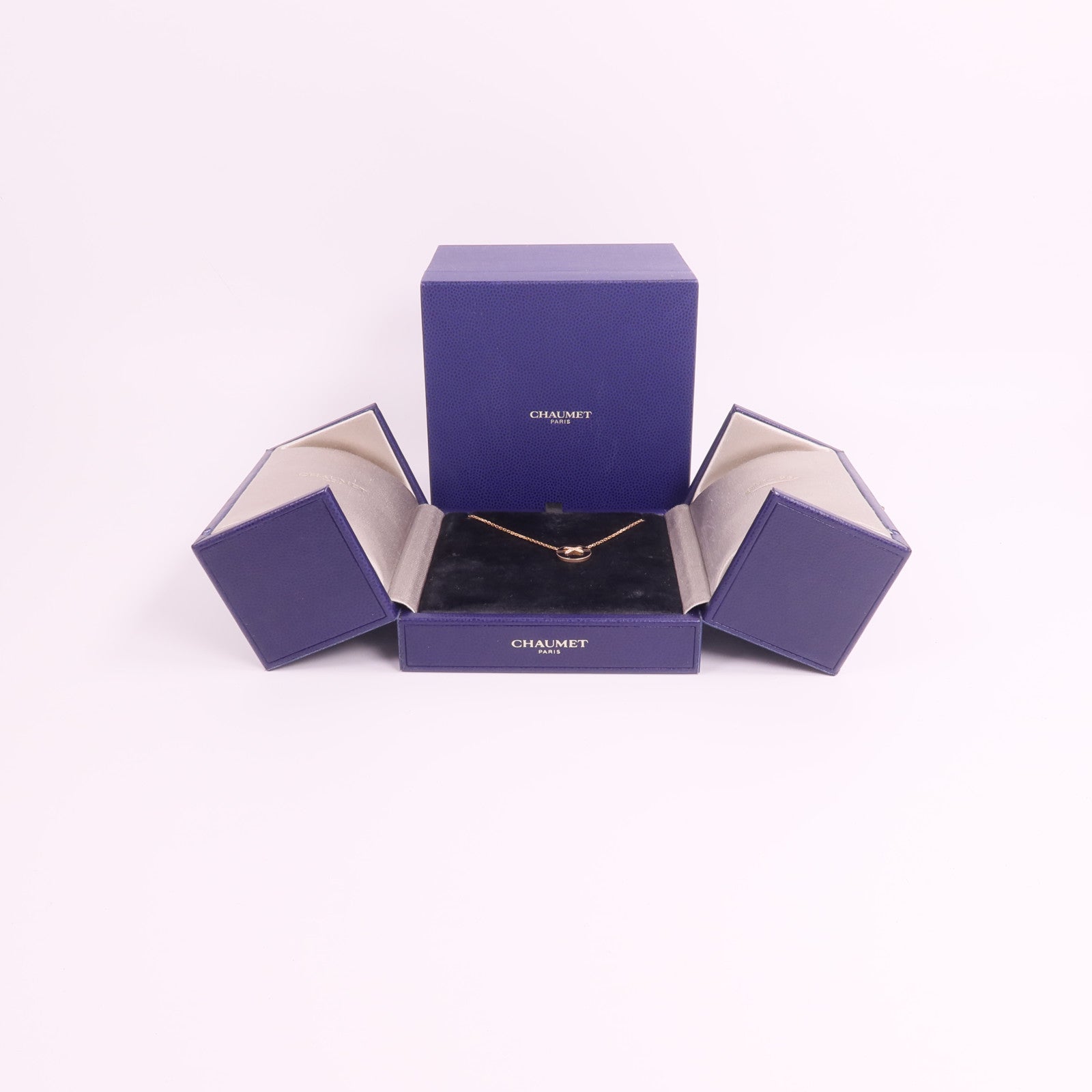 Chaumet 18K玫瑰金Jeux De Liens Harmony鑽石/縞瑪瑙項鍊
