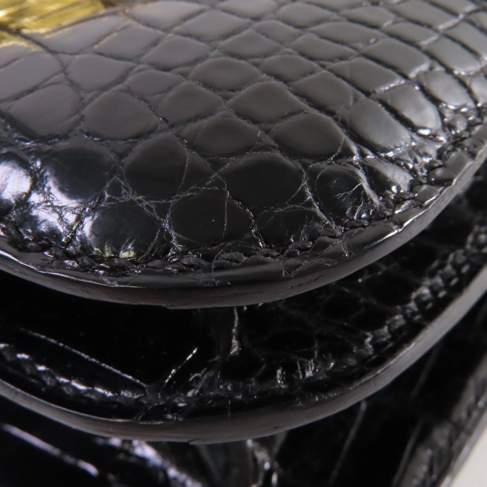 HERMES 鱷魚皮革Constance Mini Shoulder Bag金扣肩背袋黑色