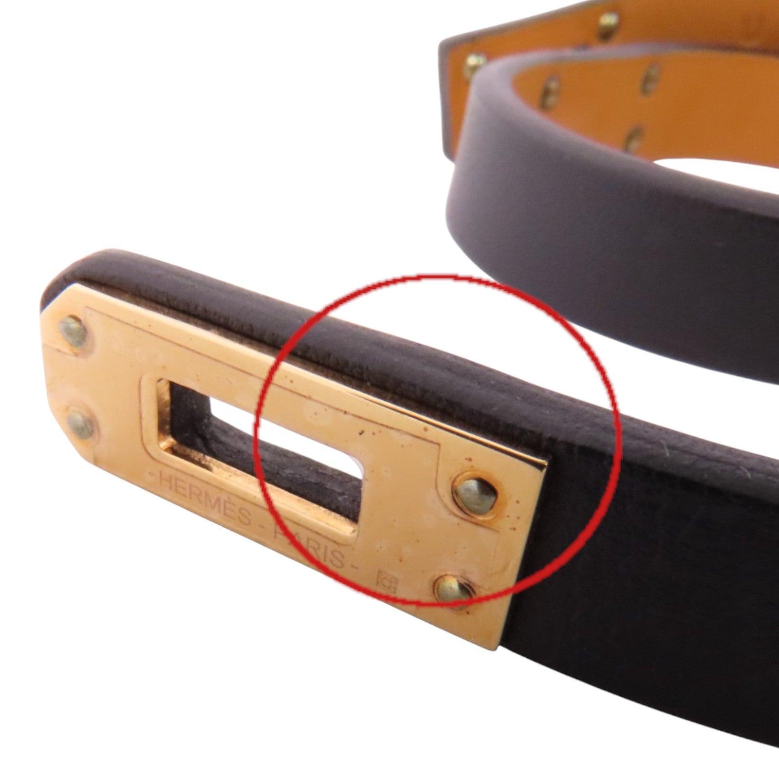 HERMES Swift皮革Kelly Double Tour Bracelet金扣手鐲