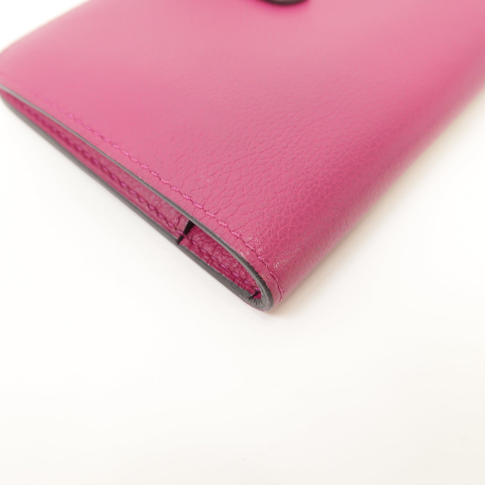 HERMES 【激減優惠】Evercolor皮革Dogon Card Case銀扣卡片套Rose Pourpre紫色