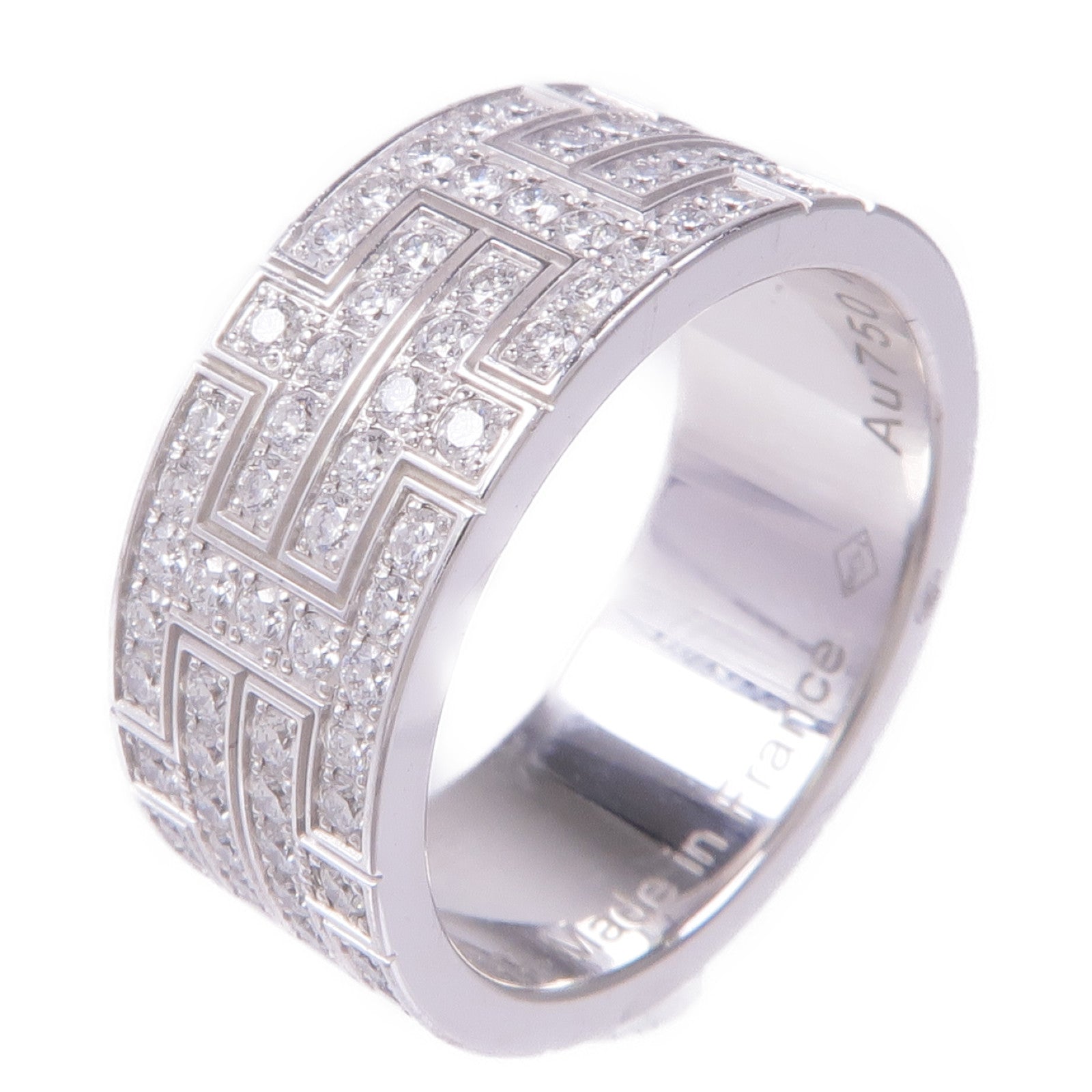HERMES 18K白金Kilim Pave Diamond鑽石戒指Hermes#49US#5