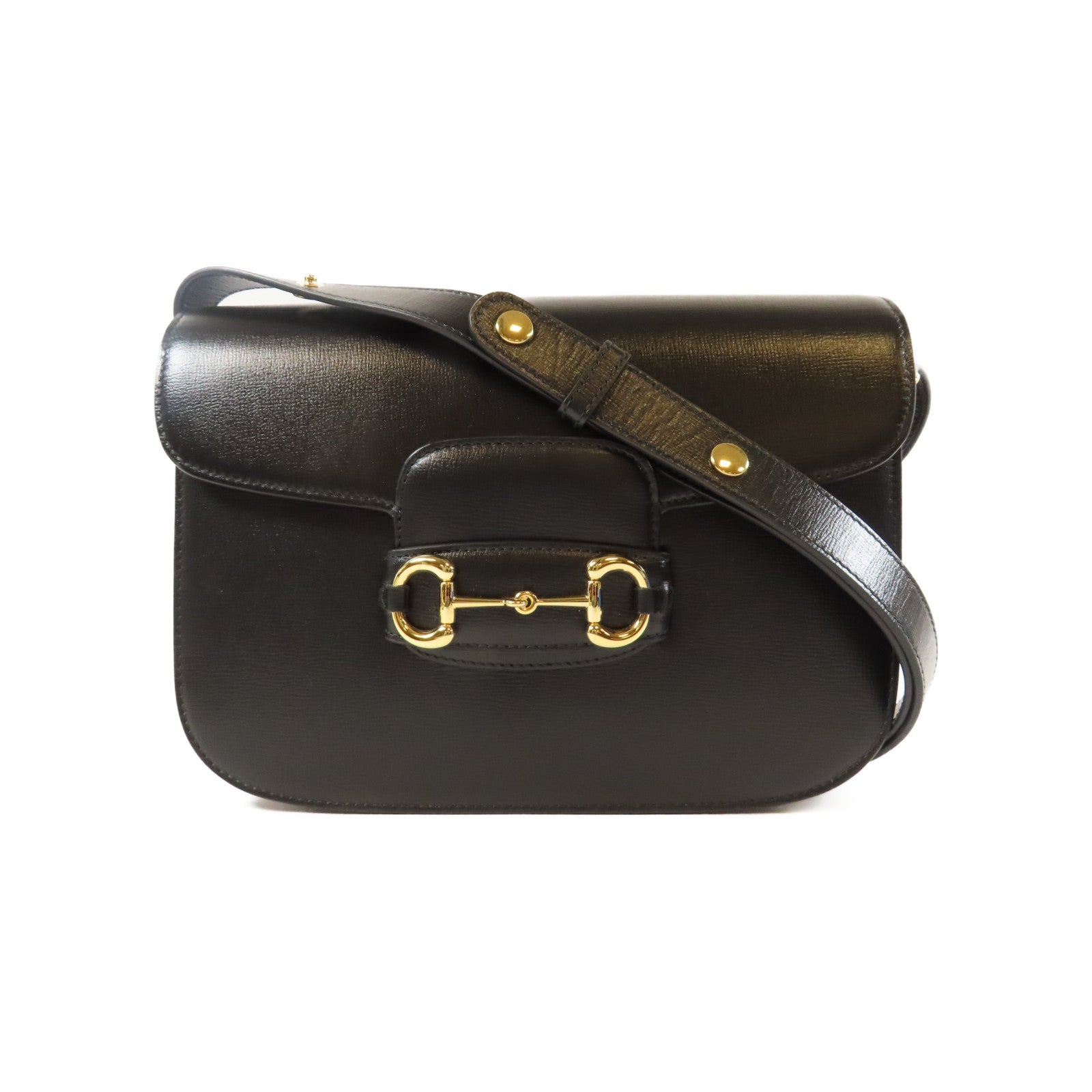GUCCI 【激減優惠】牛皮皮革Horsebit 1955金扣肩背袋黑色