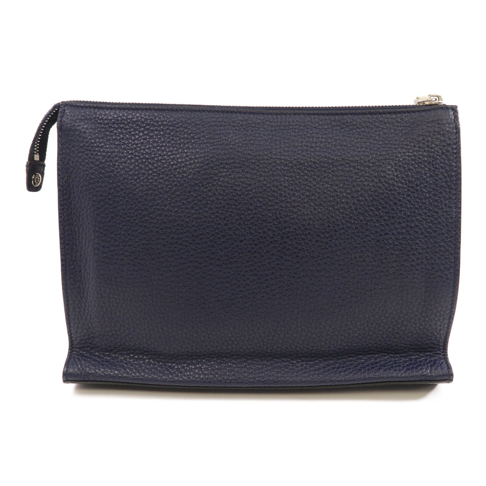 FENDI 牛皮皮革Clutch Bag銀扣手拿包深藍色/白色