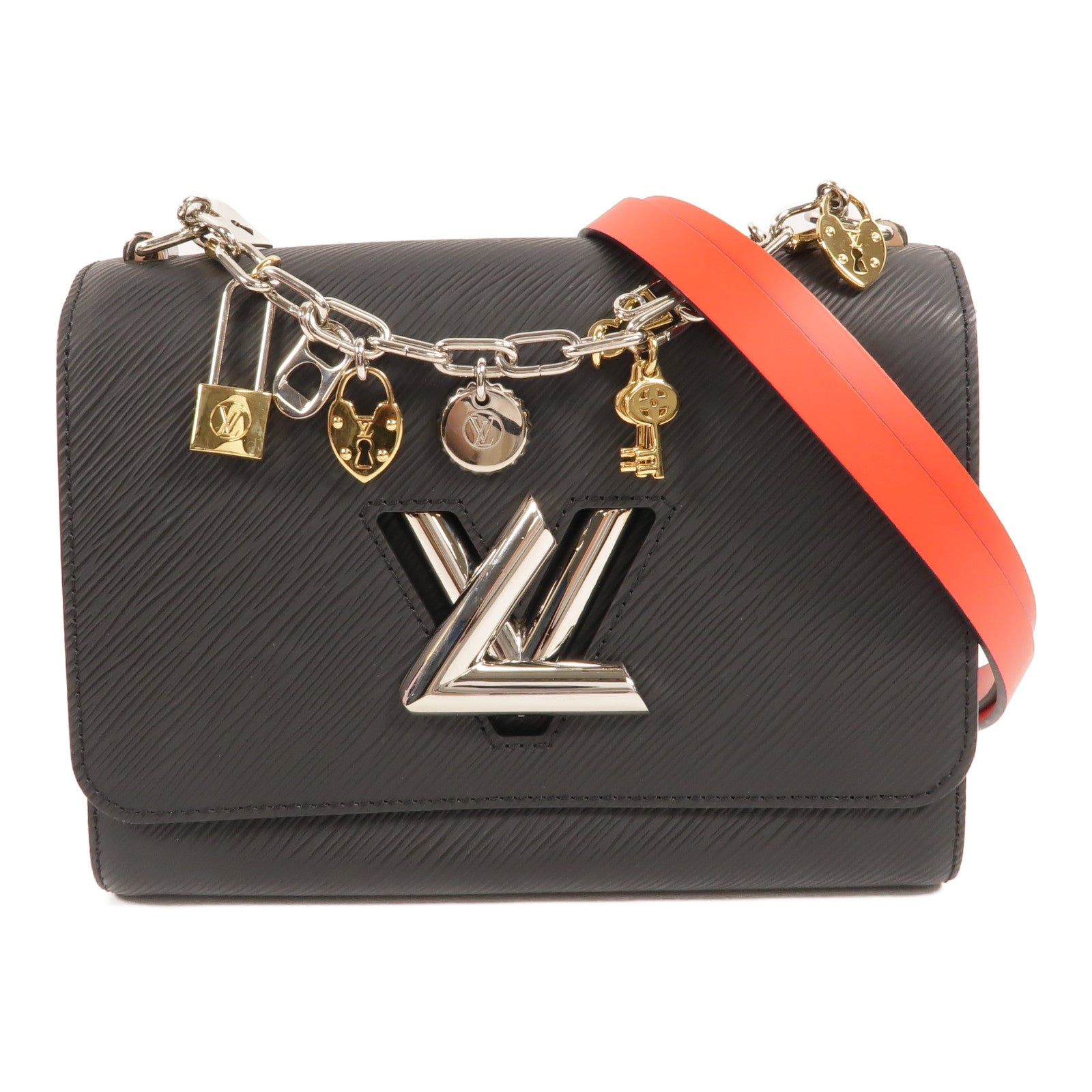 LOUIS VUITTON Epi Love Lock Charm Twist鏈帶手挽肩背兩用袋