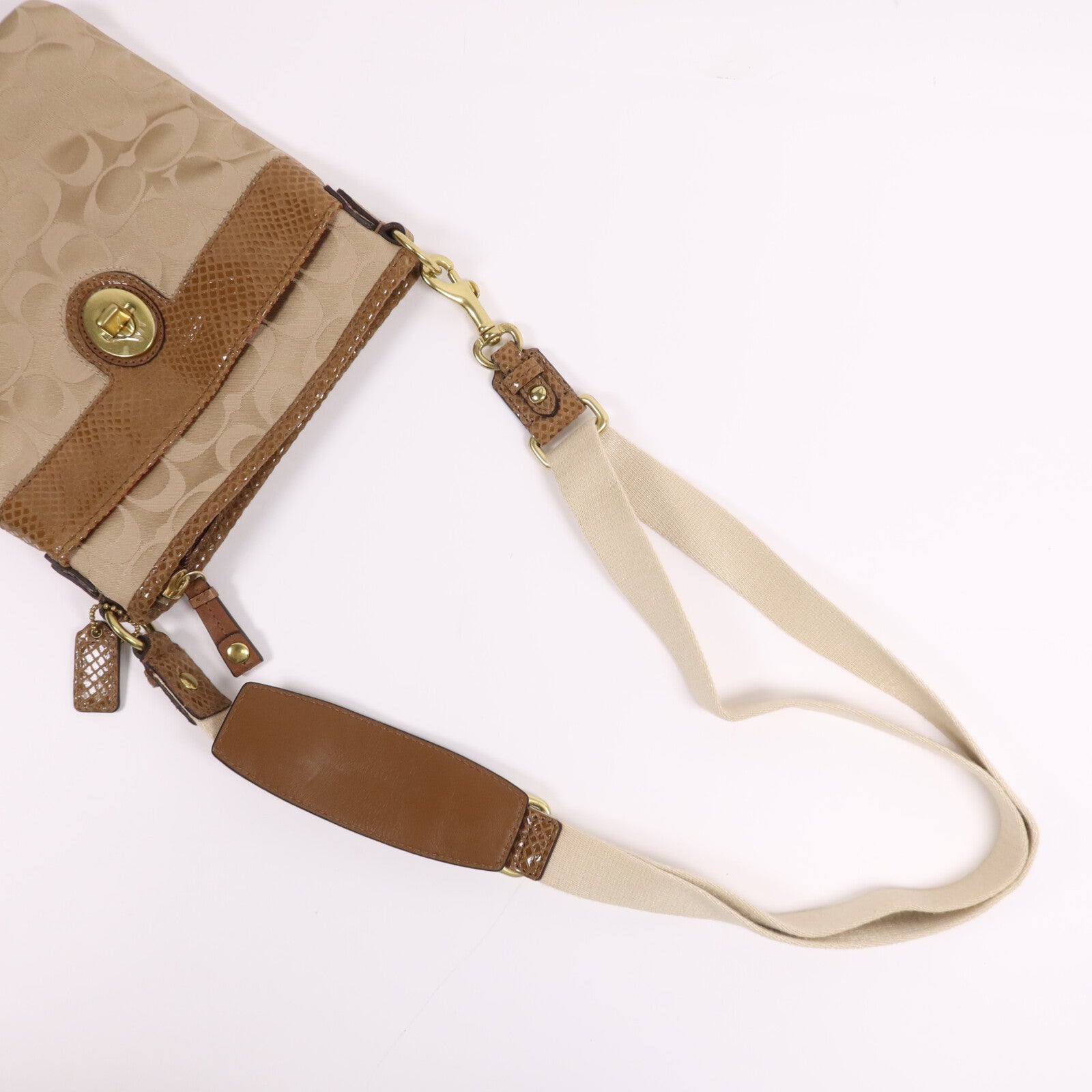 COACH 【激減優惠】帆布Shoulder Bag金扣肩背袋