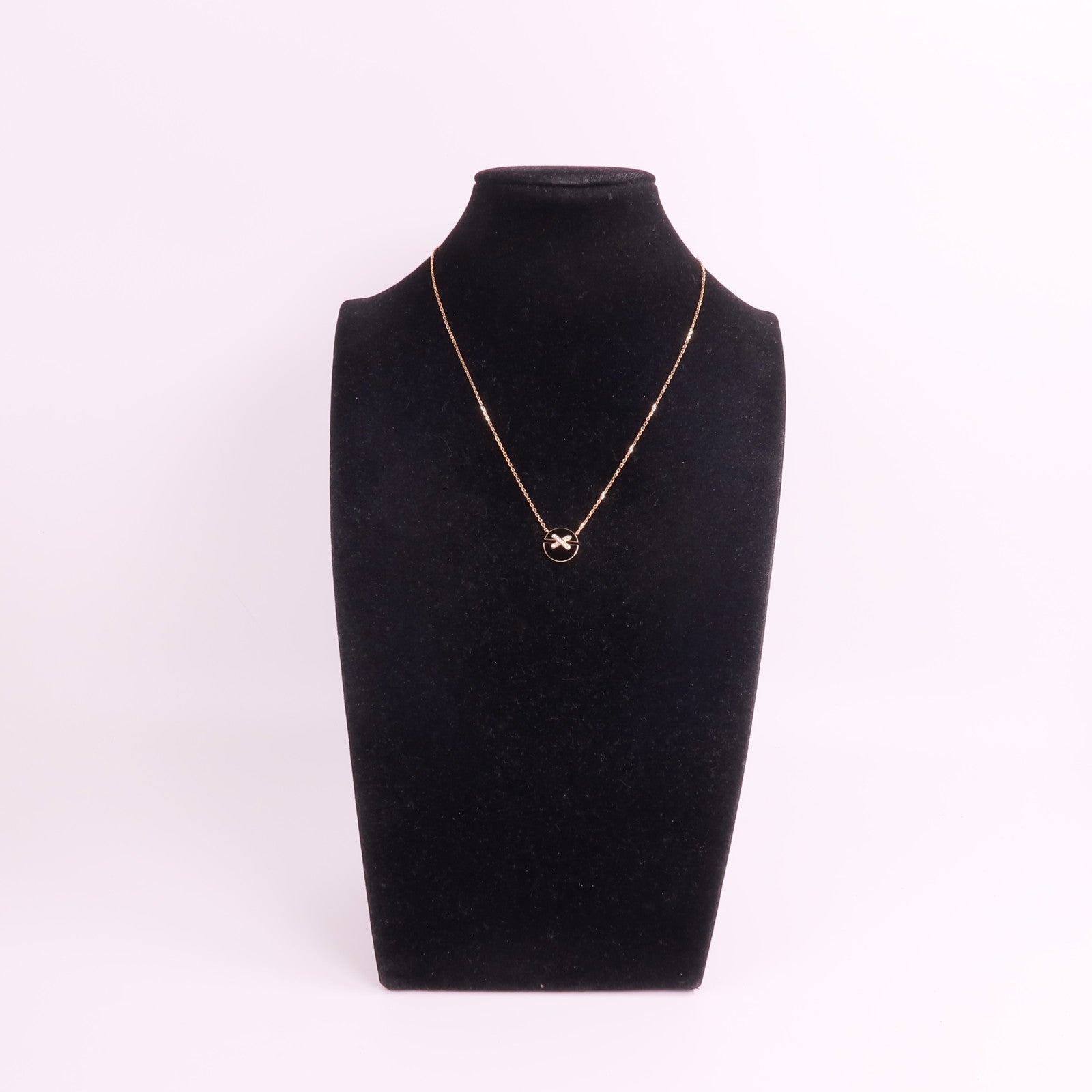 Chaumet 18K玫瑰金Jeux De Liens Harmony鑽石/縞瑪瑙項鍊