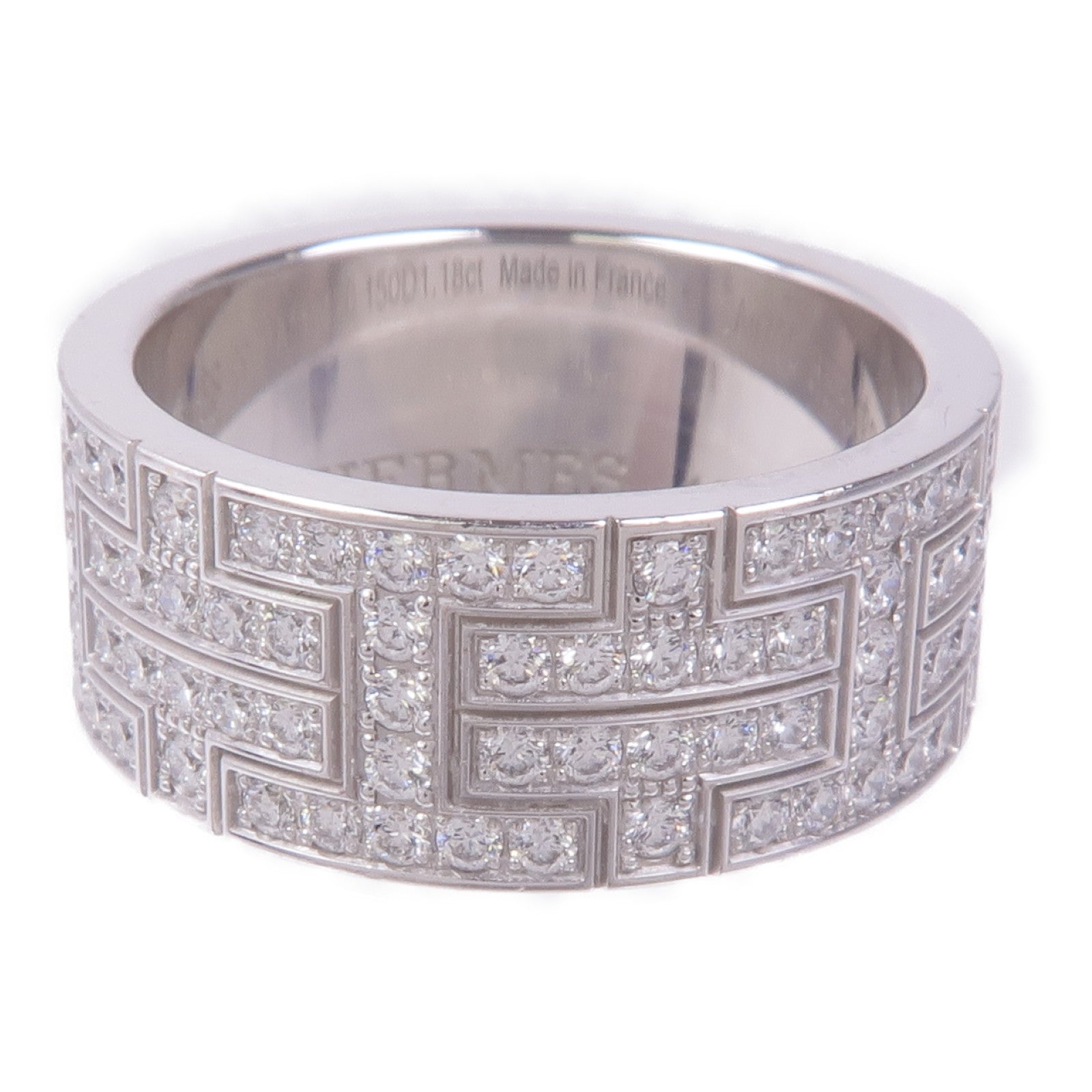 HERMES 18K白金Kilim Pave Diamond鑽石戒指Hermes#49US#5