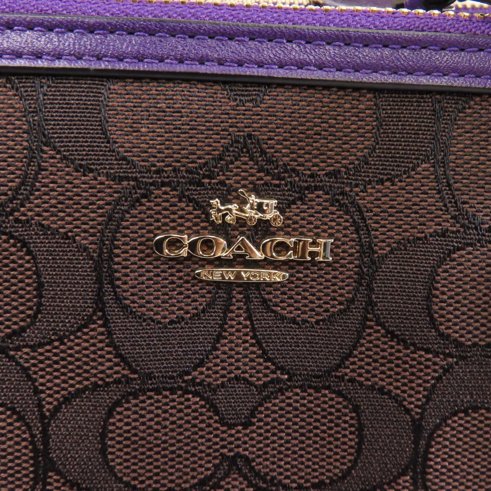 COACH 【激減優惠】帆布2way Shoulder Bag金扣手挽肩背兩用袋棕色