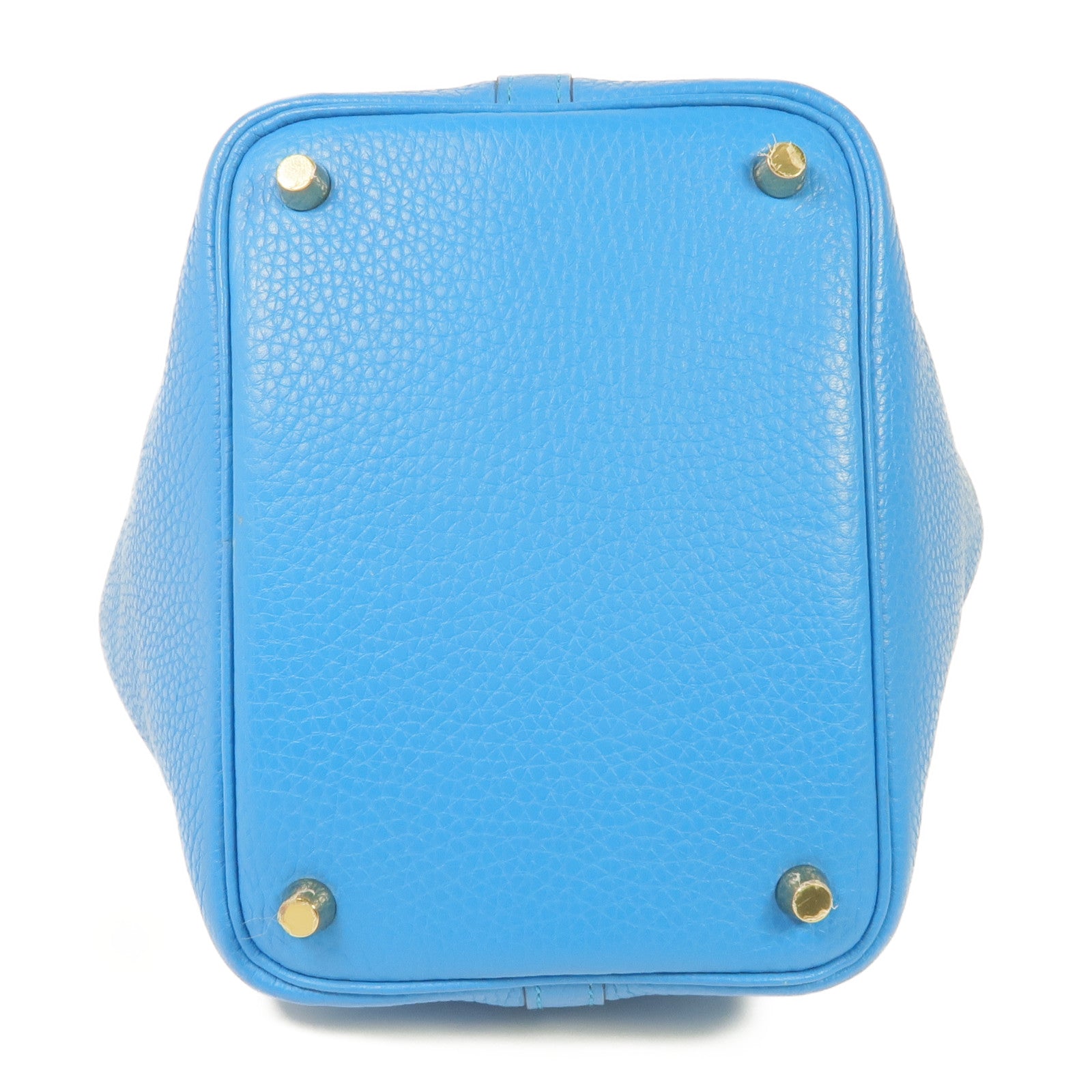 HERMES Clemence皮革Picotin PM金扣手挽袋 Bleu Zanzibar