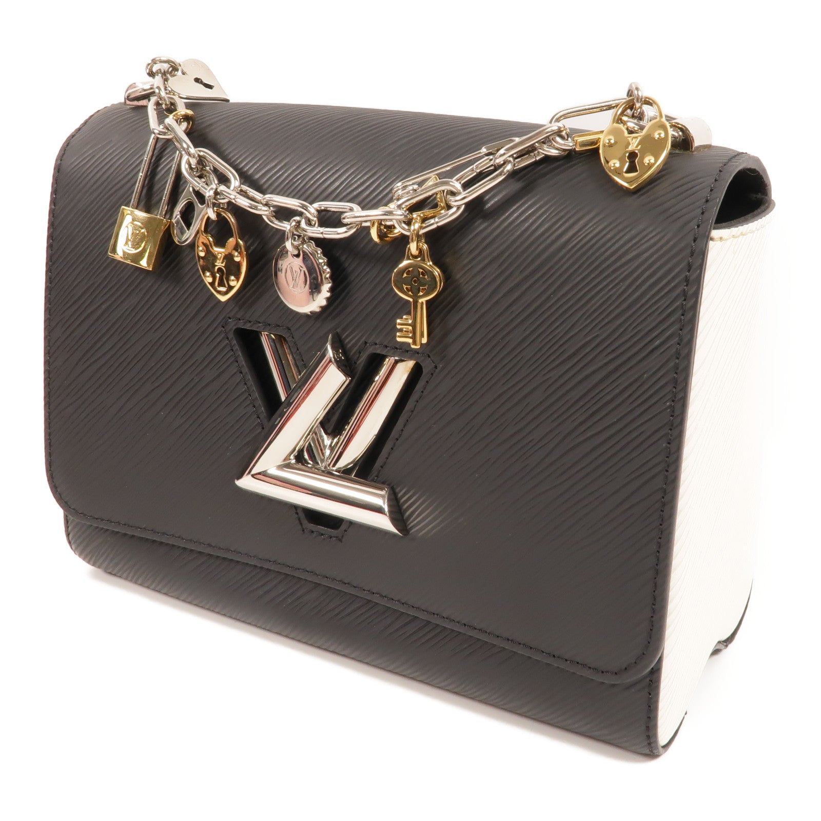 LOUIS VUITTON Epi Love Lock Charm Twist鏈帶手挽肩背兩用袋