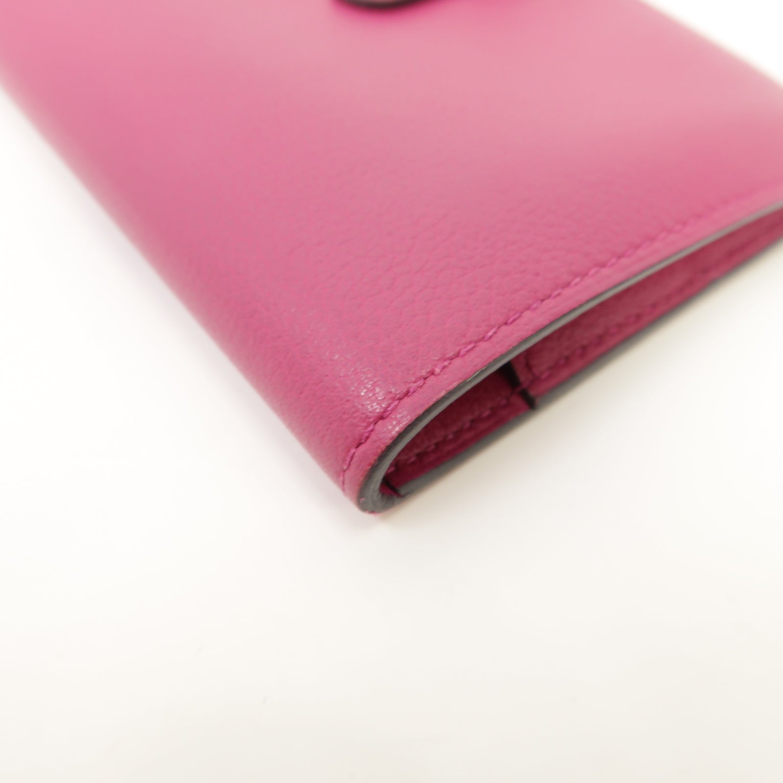 HERMES 【激減優惠】Evercolor皮革Dogon Card Case銀扣卡片套Rose Pourpre紫色