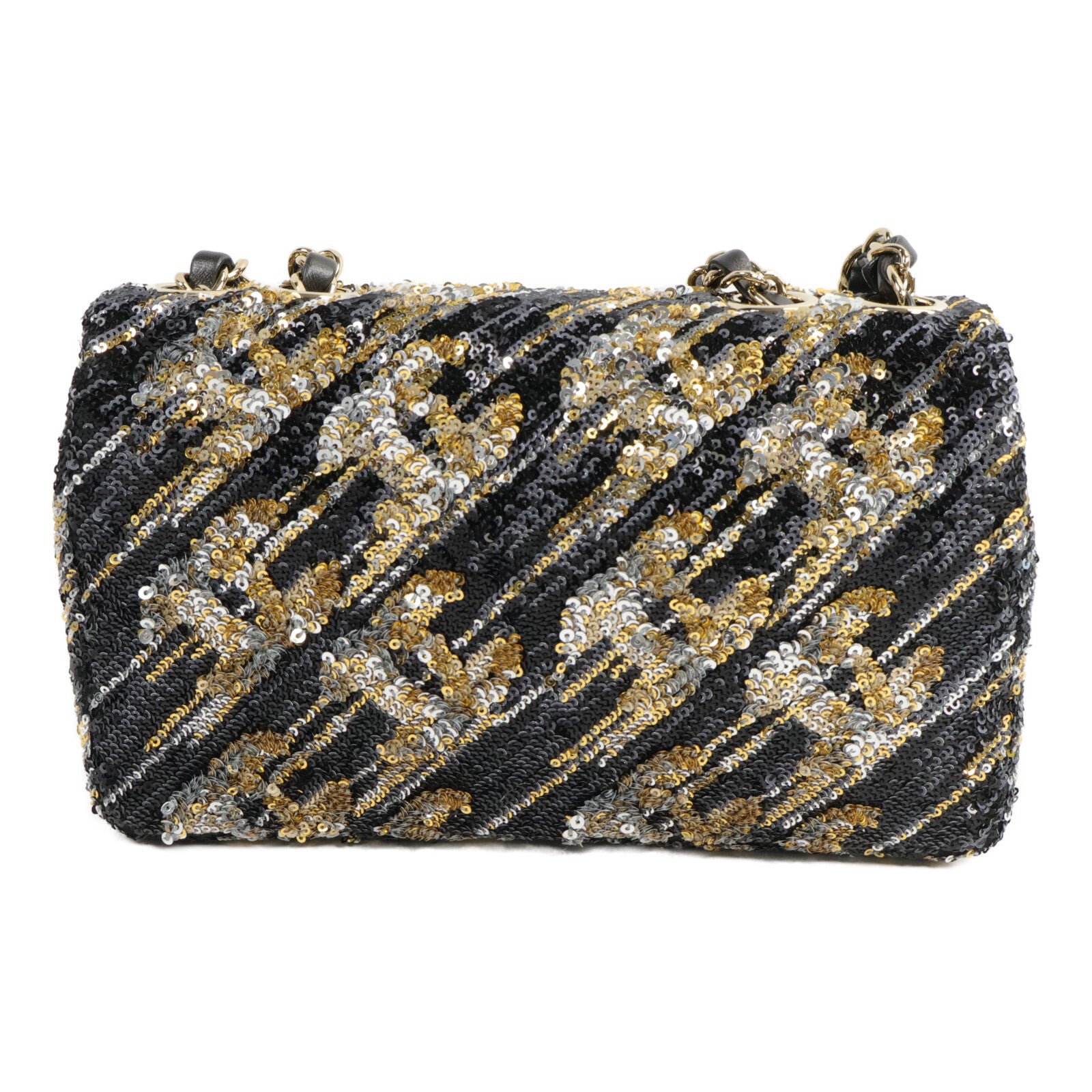 CHANEL 羊皮皮革/珠片Chain Shoulder Bag鏈帶肩背袋