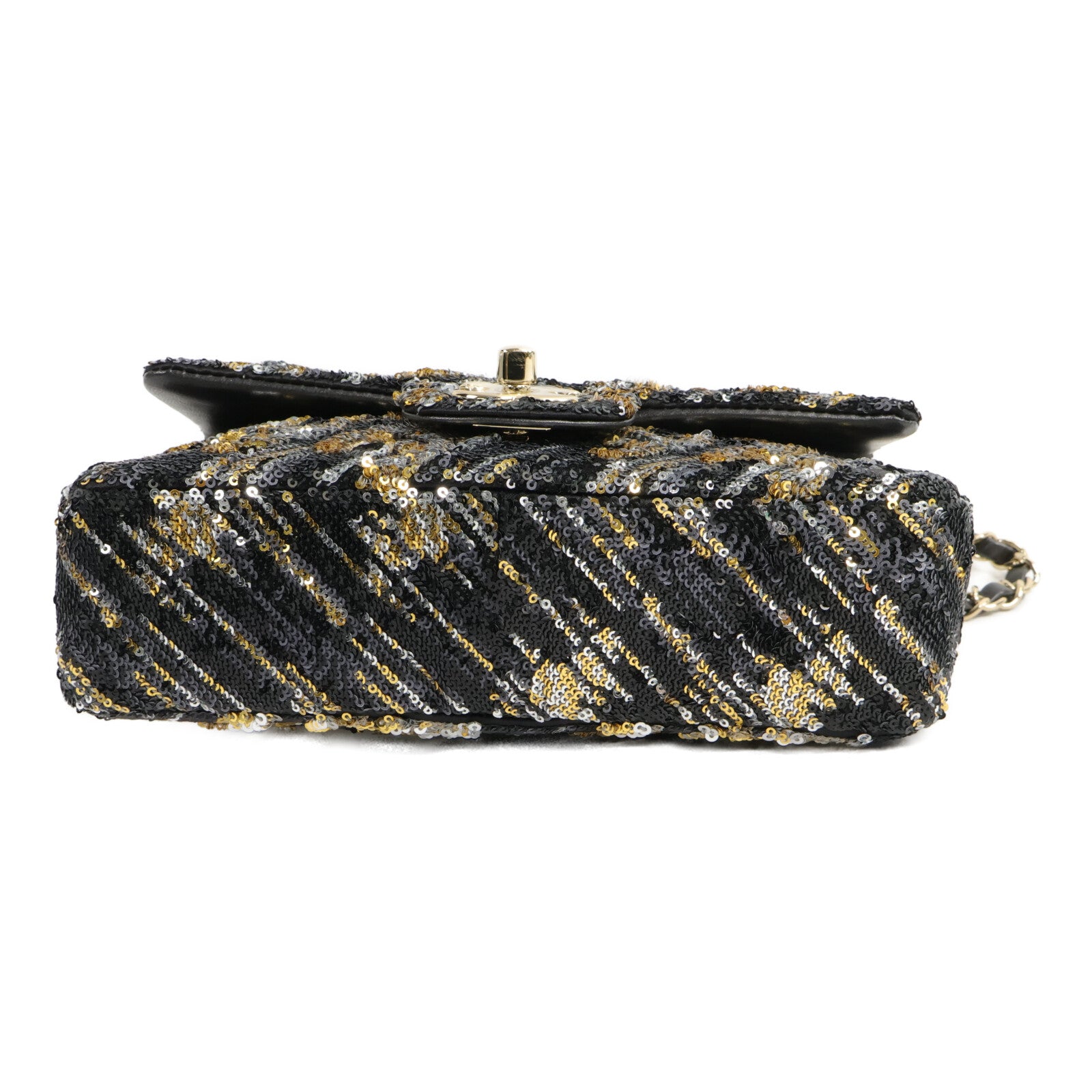 CHANEL 羊皮皮革/珠片Chain Shoulder Bag鏈帶肩背袋