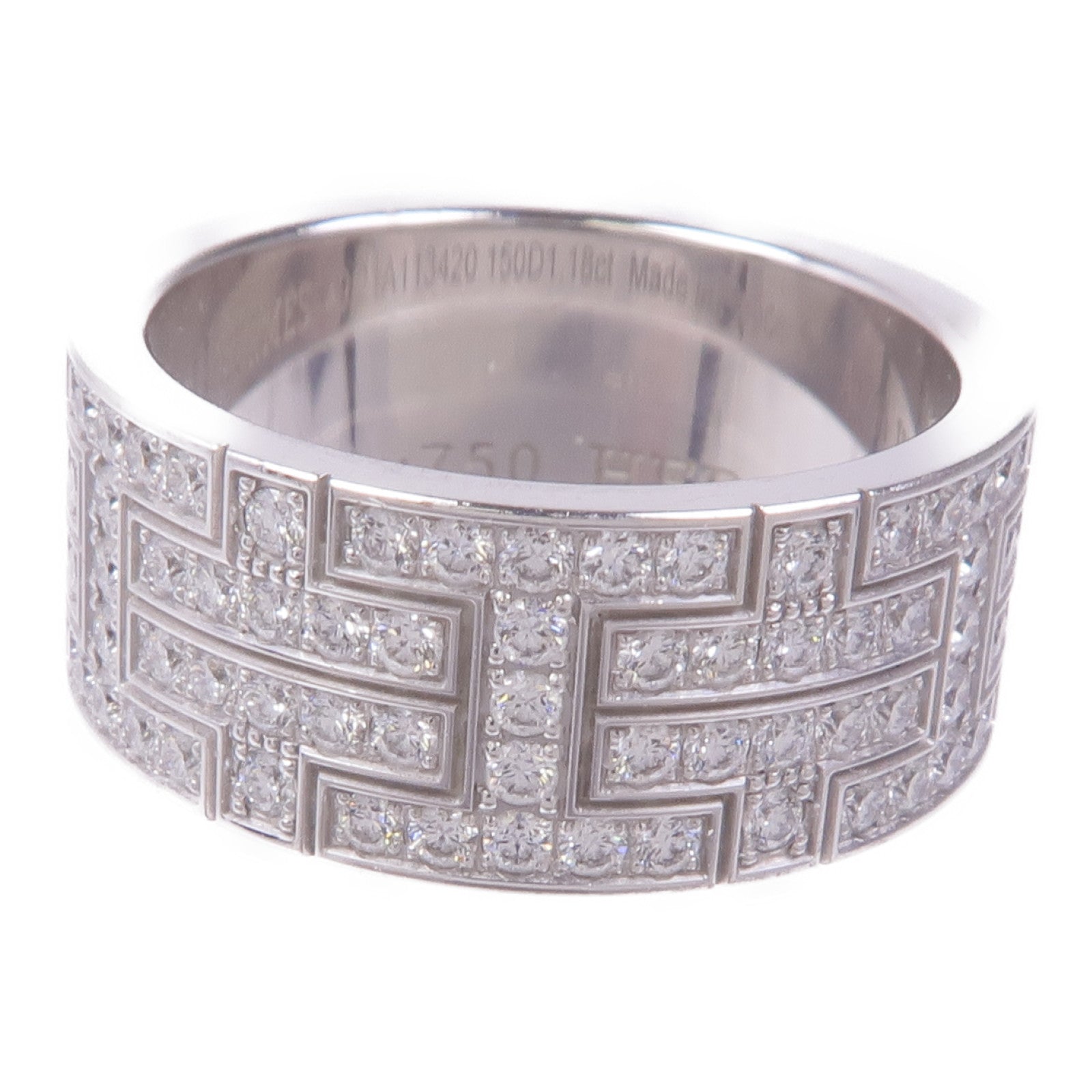 HERMES 18K白金Kilim Pave Diamond鑽石戒指Hermes#49US#5
