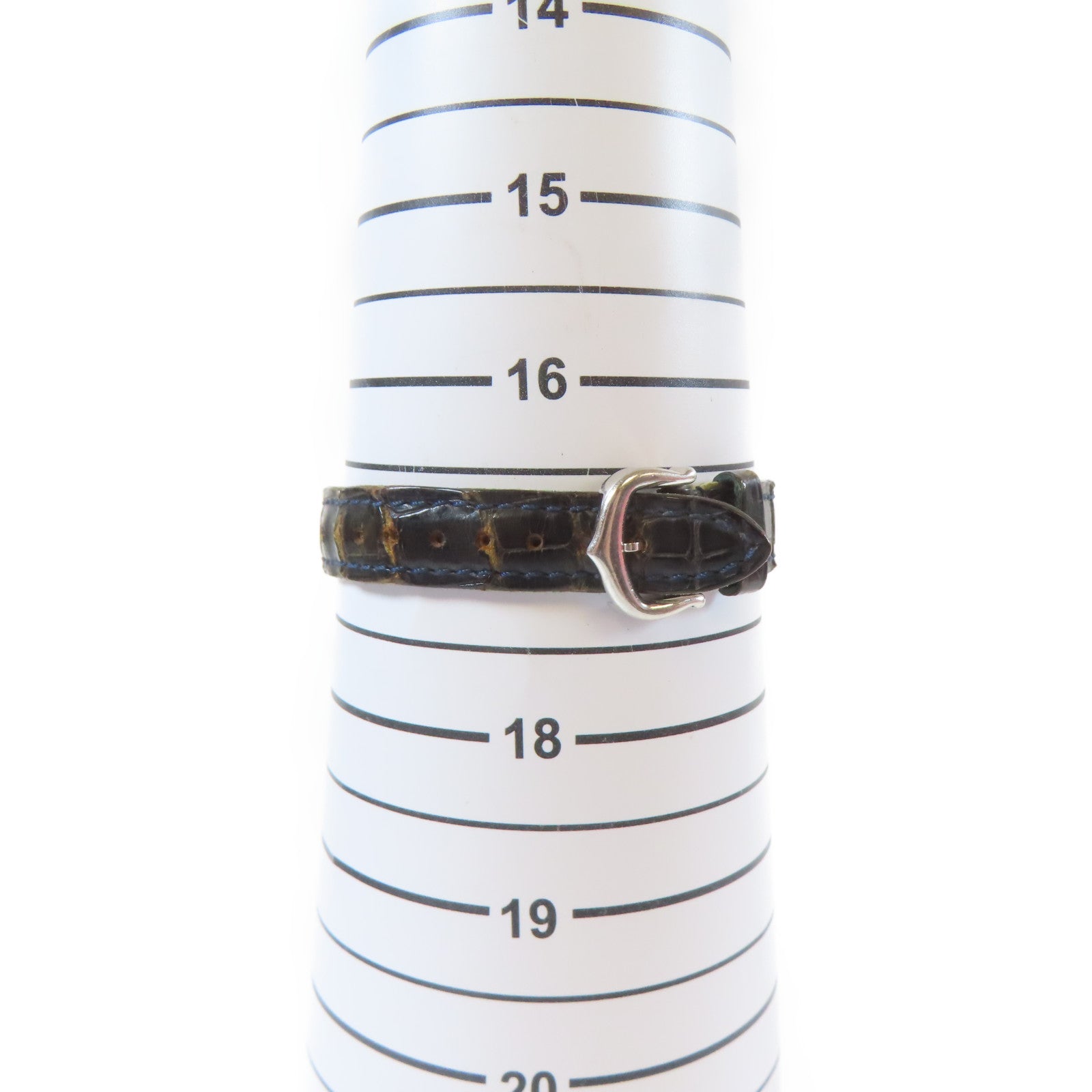 CARTIER 18K白金/皮革Baignoire石英機芯手錶白色#17cm