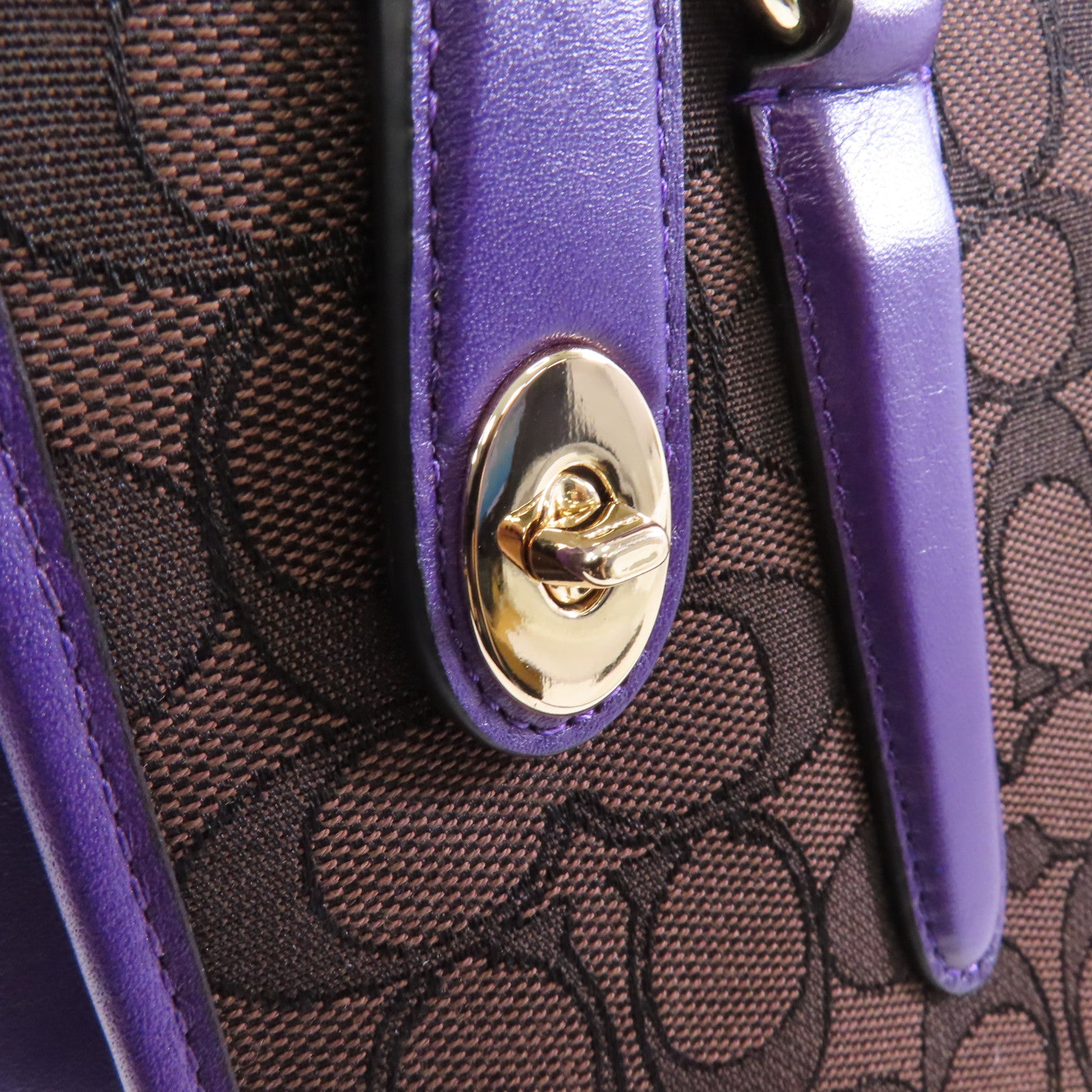 COACH 【激減優惠】帆布2way Shoulder Bag金扣手挽肩背兩用袋棕色