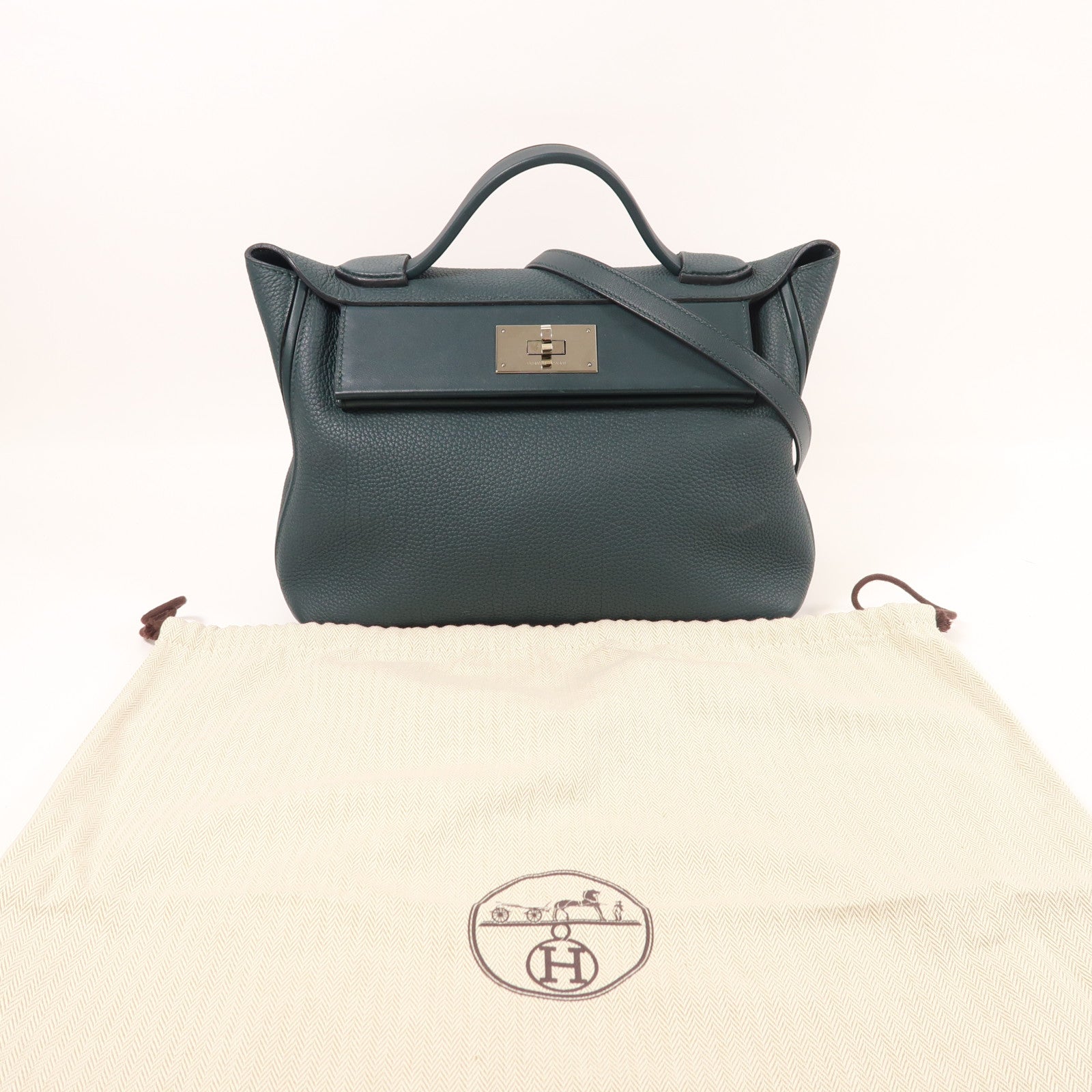 HERMES Togo皮革24/24 29cm銀扣手挽肩背兩用袋