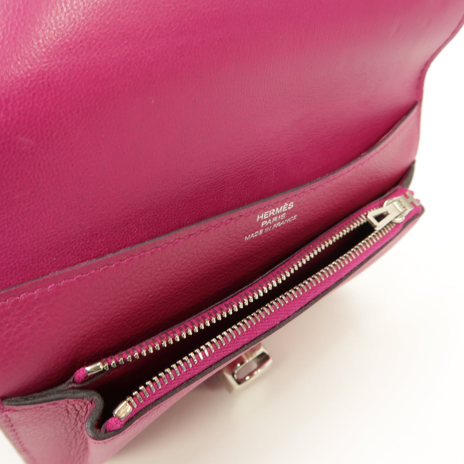 HERMES 【激減優惠】Evercolor皮革Dogon Card Case銀扣卡片套Rose Pourpre紫色