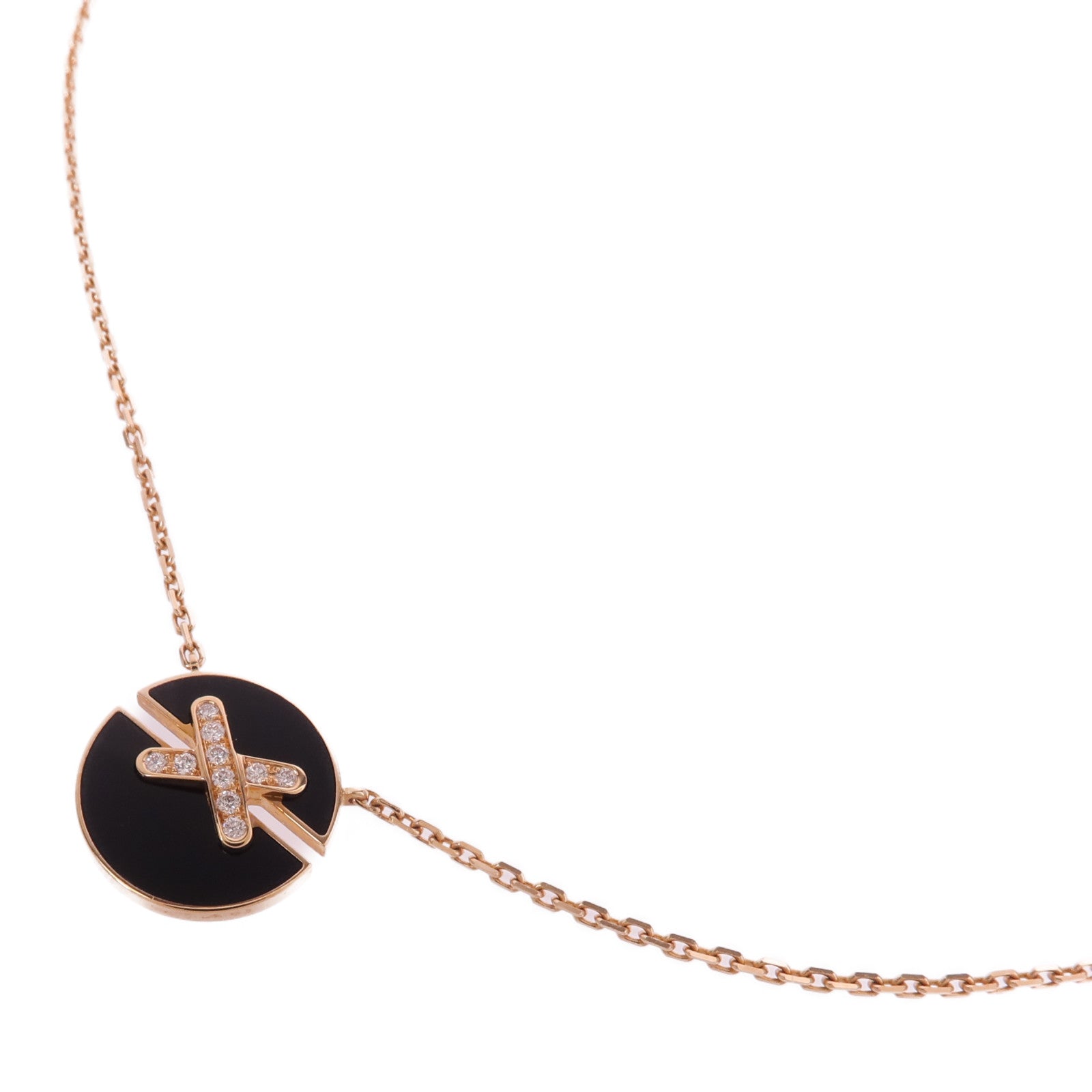 Chaumet 18K玫瑰金Jeux De Liens Harmony鑽石/縞瑪瑙項鍊