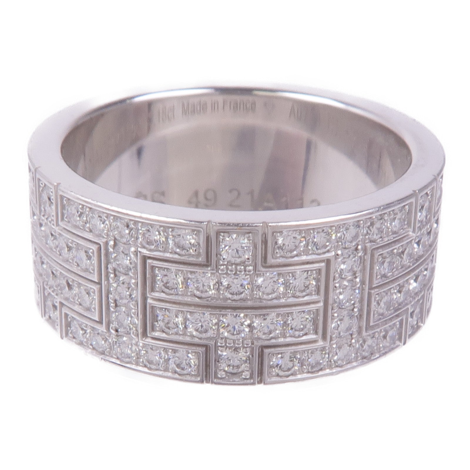 HERMES 18K白金Kilim Pave Diamond鑽石戒指Hermes#49US#5