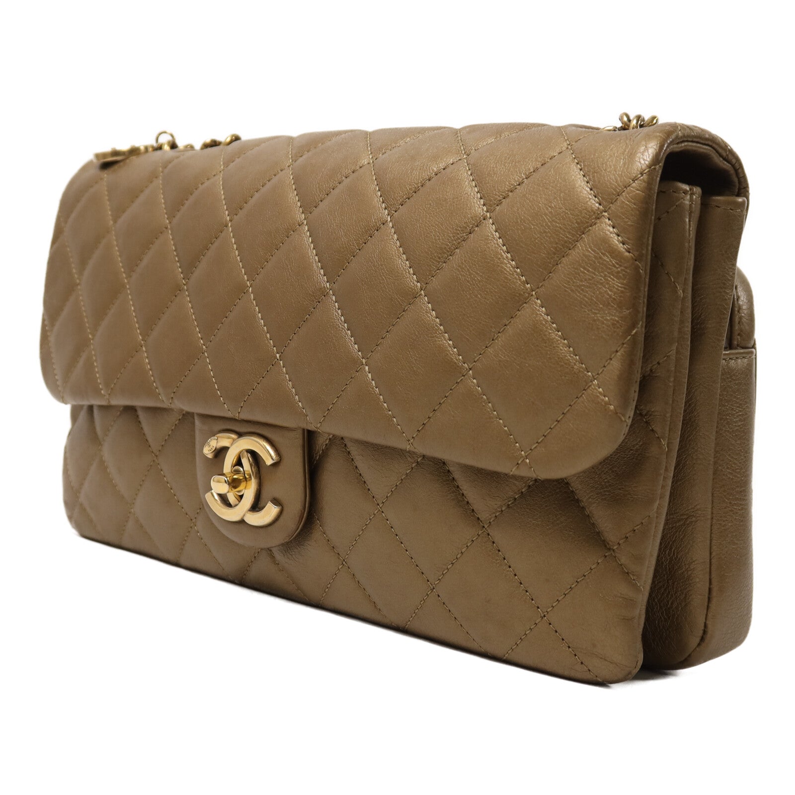 CHANEL 牛皮皮革Chain Shoulder金扣鏈帶肩背袋