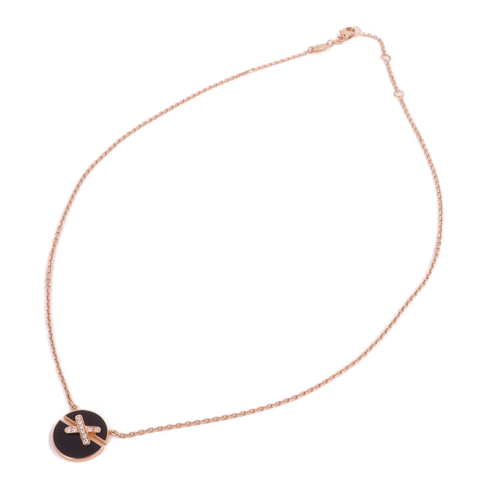 Chaumet 18K玫瑰金Jeux De Liens Harmony鑽石/縞瑪瑙項鍊