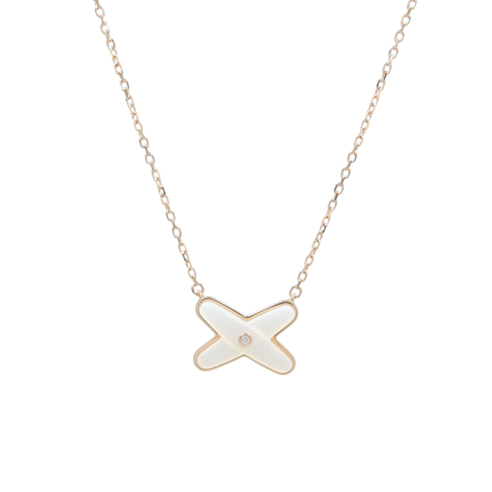Chaumet 18K玫瑰金Jeux de Liens珍珠母貝/鑽石項鍊